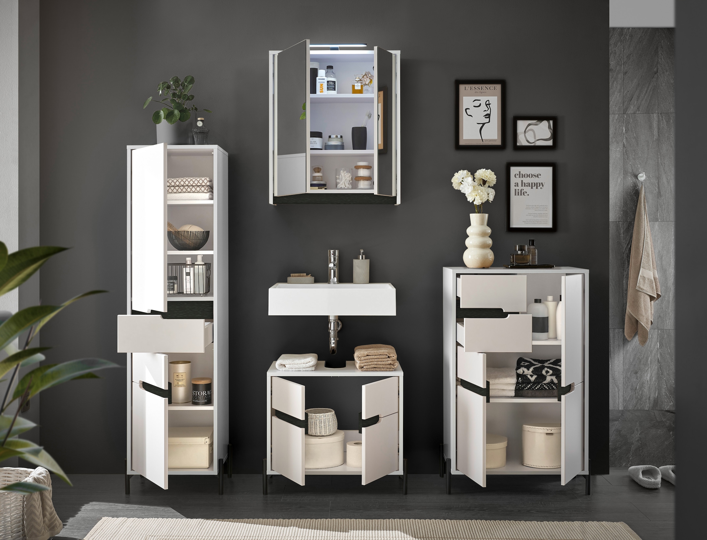 BASIC by Balculina Waschbeckenunterschrank »Avanto B/H/T 60x55x35 cm« 1 Stk. tlg.