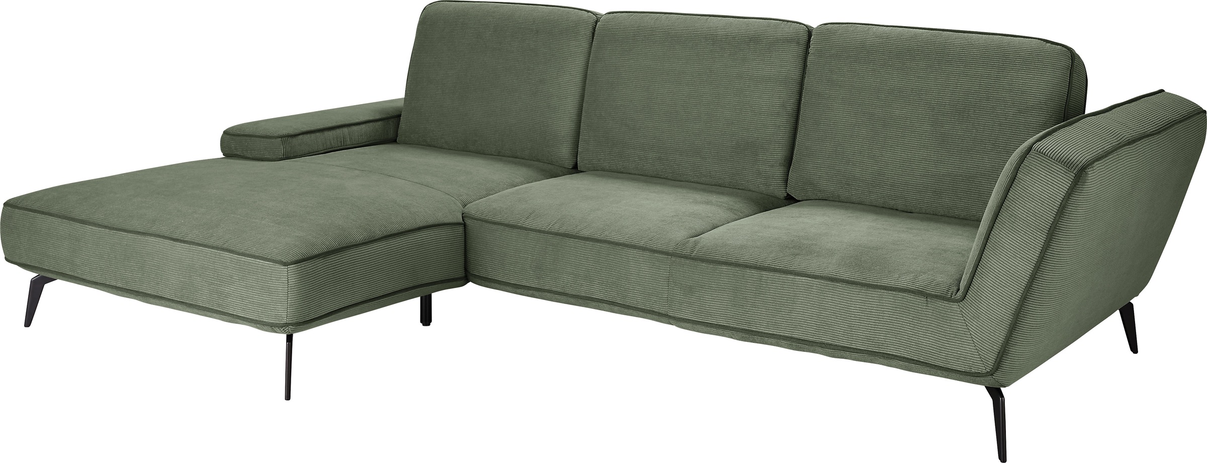 set one by Musterring Ecksofa »SO 4500, Füße schwarz matt, inkl Schwenkrückenfunktion, Cord, L-Form«, wahlweise mit Kopfstütze/Armteilverstellung/Rückenneigung