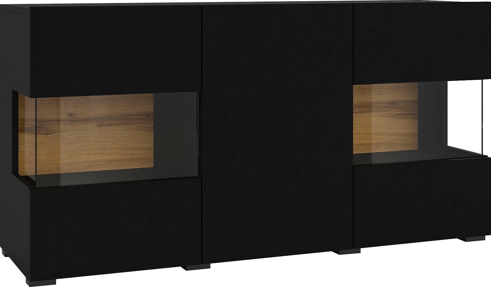 INOSIGN Sideboard »Ava, Breite 120 cm, hängend und stehend montierbar«, moderne grifflose Kommode, Anrichte, 3Türen, Eckverglasung