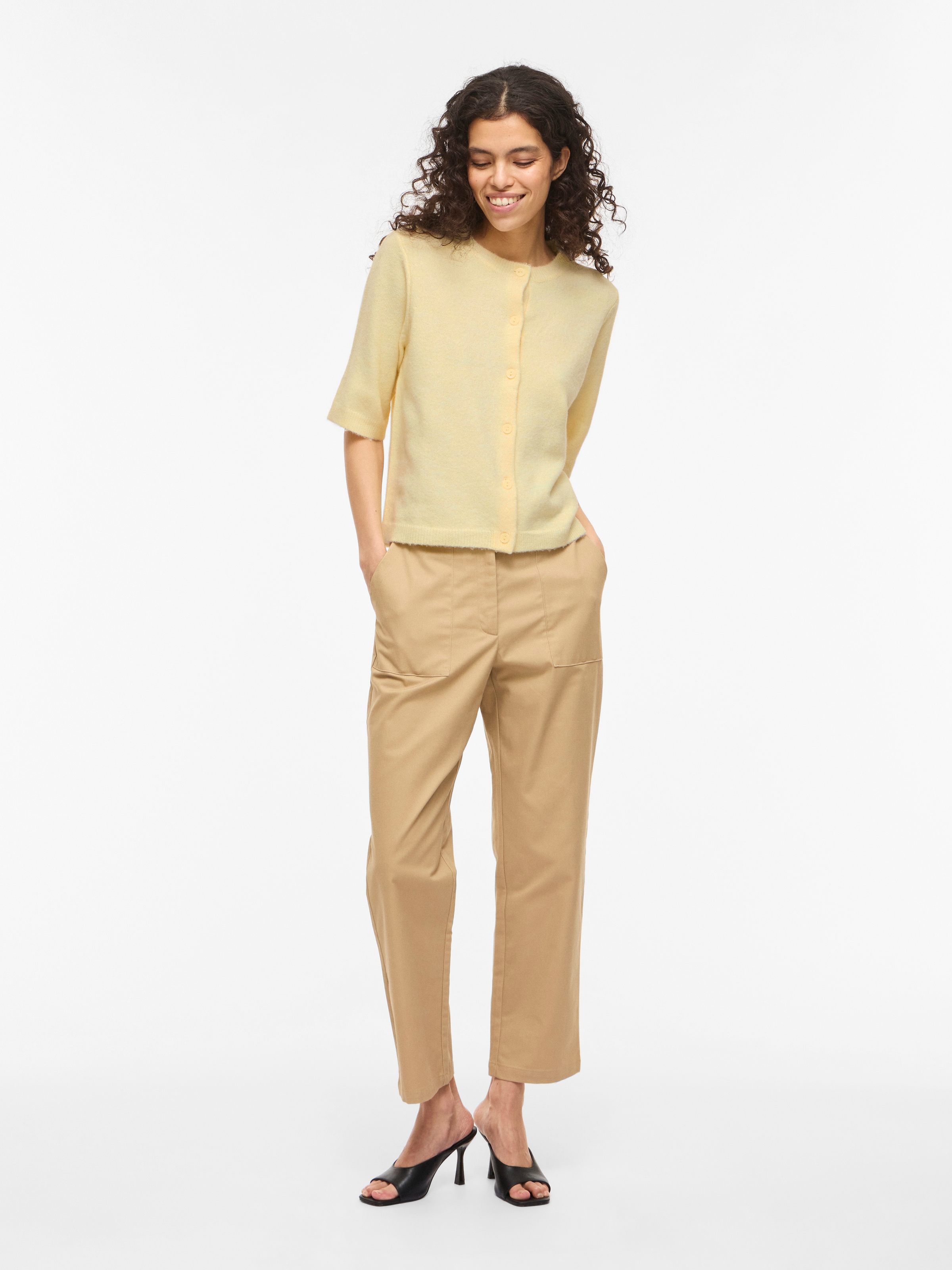 Vila Strickjacke »VILIGA 2/4 O-NECK KNIT CARDIGAN - NOOS« Materialmix, regular fit