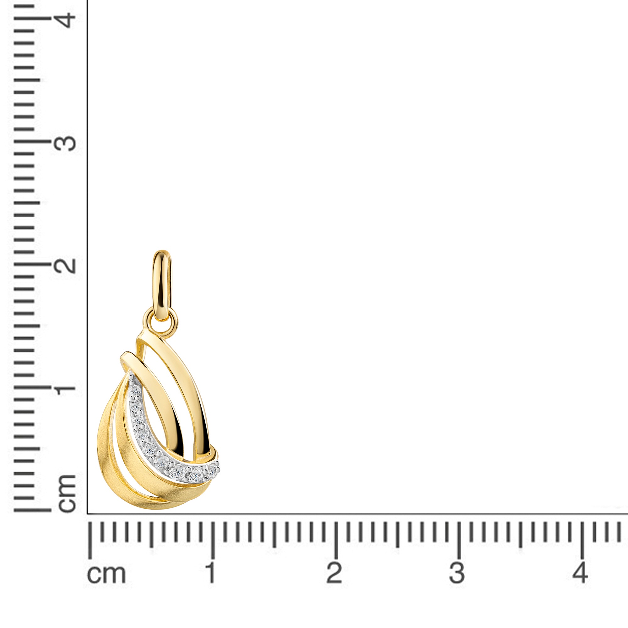 Firetti Kettenanhänger »Schmuck Geschenk Gold 333 Halsschmuck Anhänger Welle bicolor«  mit Zirkonia (synth.)