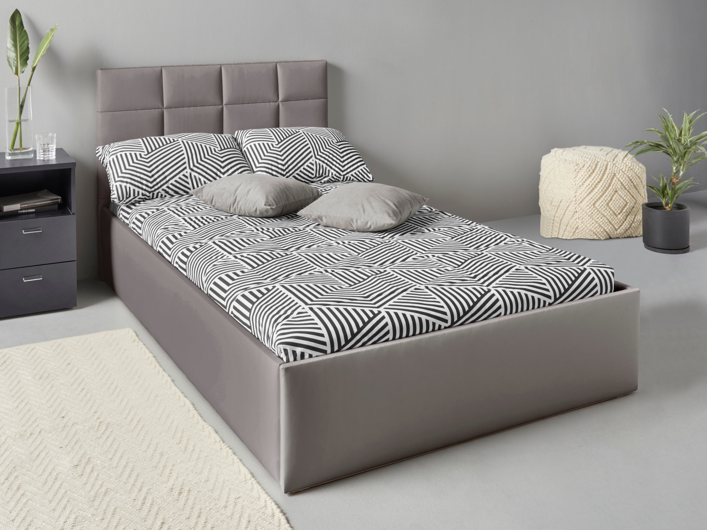 Westfalia Schlafkomfort Polsterbett inkl. Bettkasten bei Ausführung mit Matratze in grau, Größe Liegefläche B/L: 120 cm x 200 cm