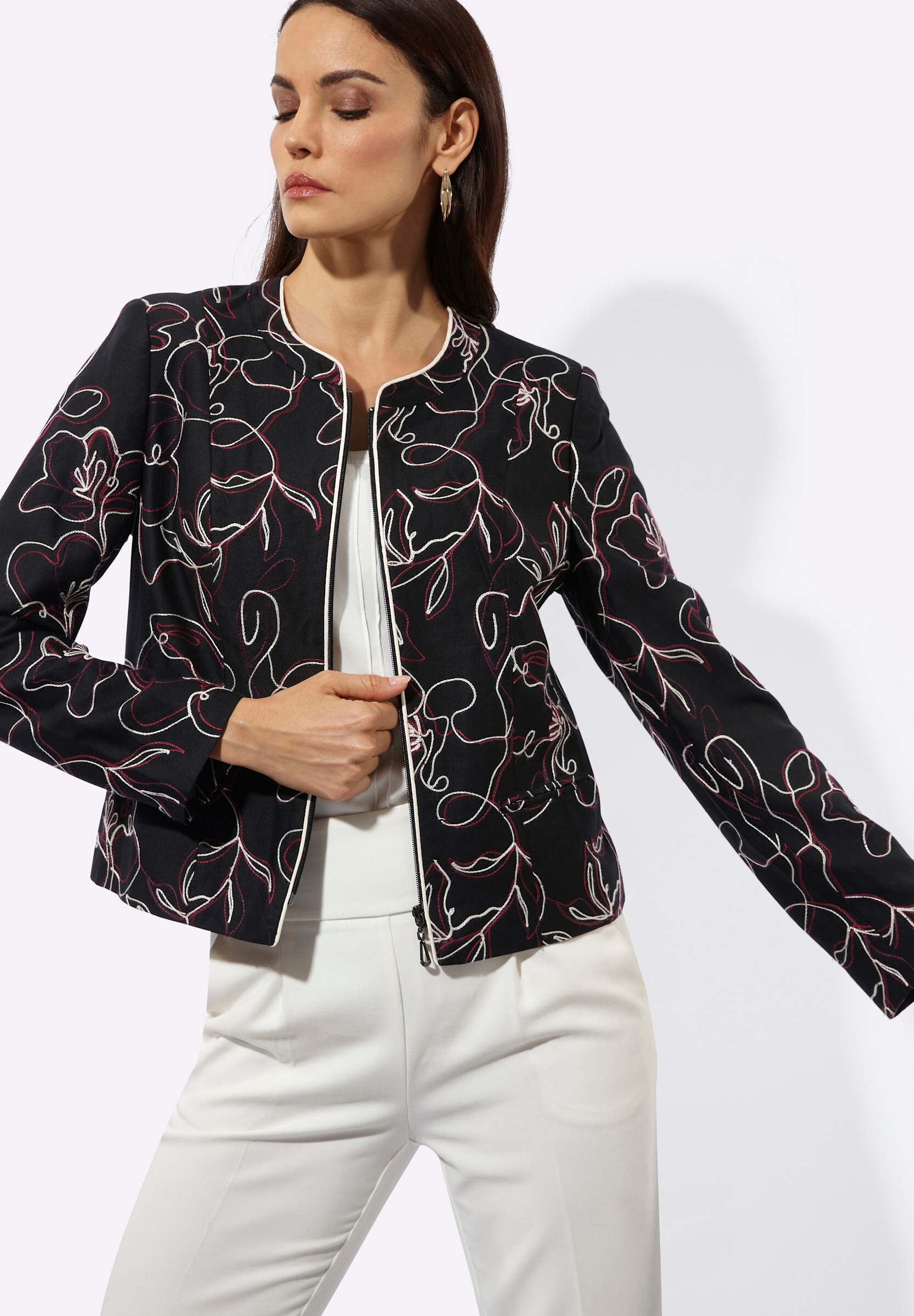creation L Blusenblazer »Lyocell-Viskose-Blazer Blazer mit Kontrastpaspeln«