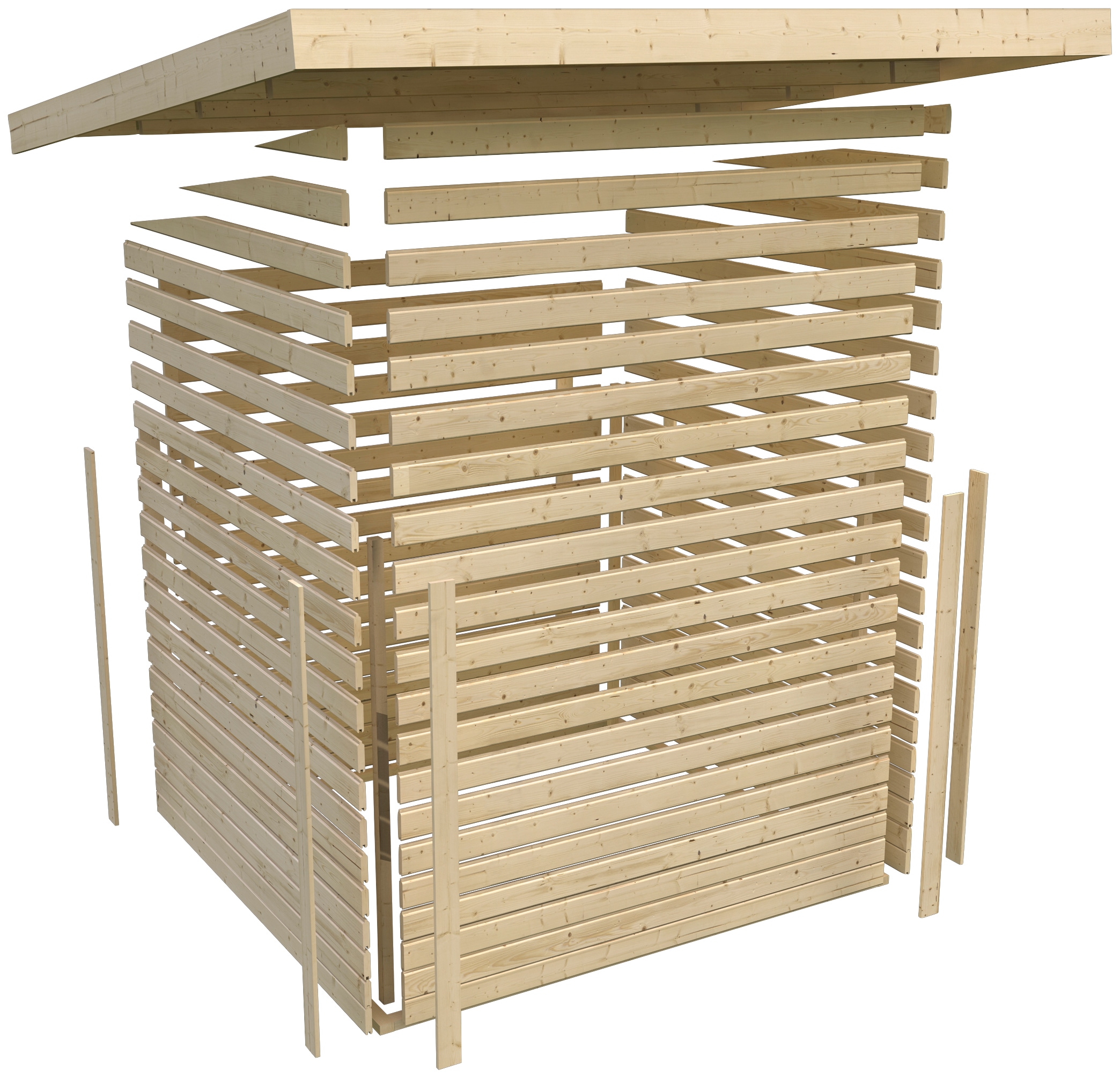 Karibu Gartenhaus »Arnis« mit Anbaudach 2,80 m Breite