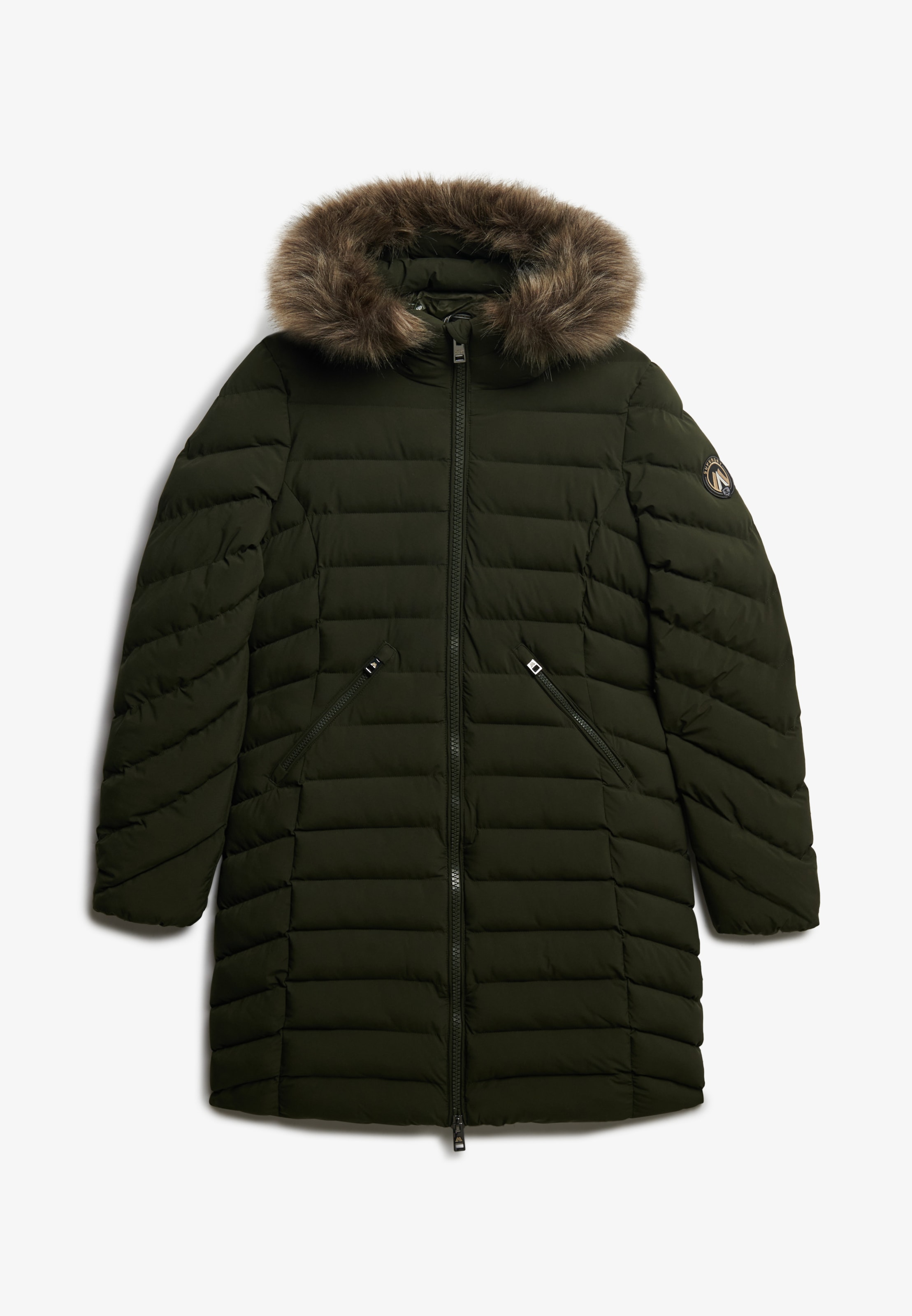 Superdry Steppjacke »FUJI FAUX FUR HOOD MID LENGTH«, mit Kapuze