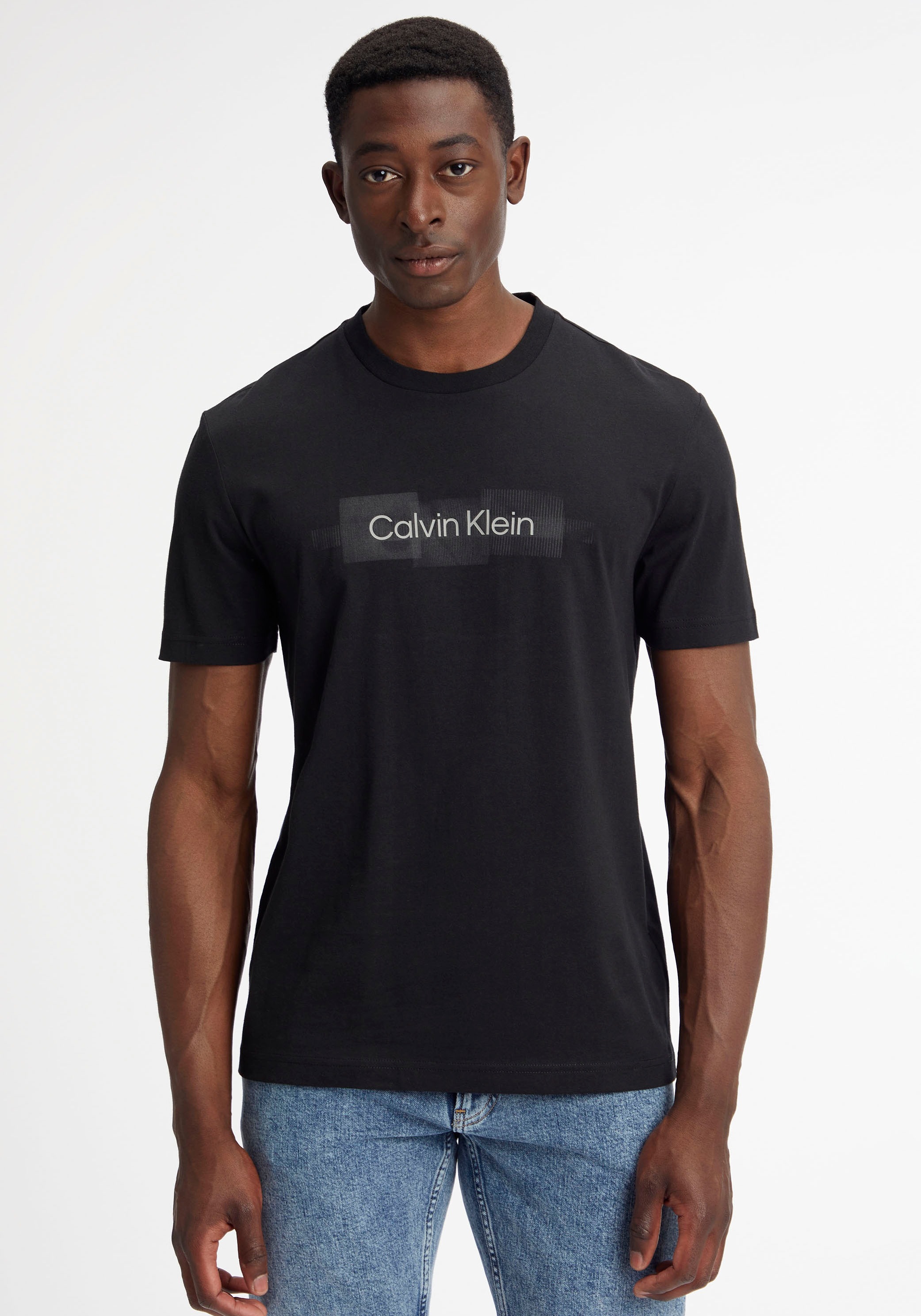 Calvin Klein T-Shirt »BOX aus T-SHIRT«, STRIPED bei OTTO LOGO online reiner kaufen Baumwolle