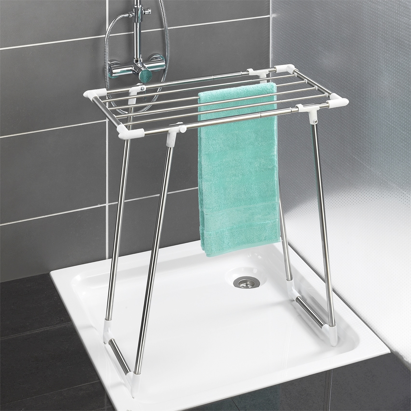 Maximex Wäscheständer »Raumwunder«, schmaler Wäschetrockner, ausziehbar & klappbar, für Dusche & Badewanne