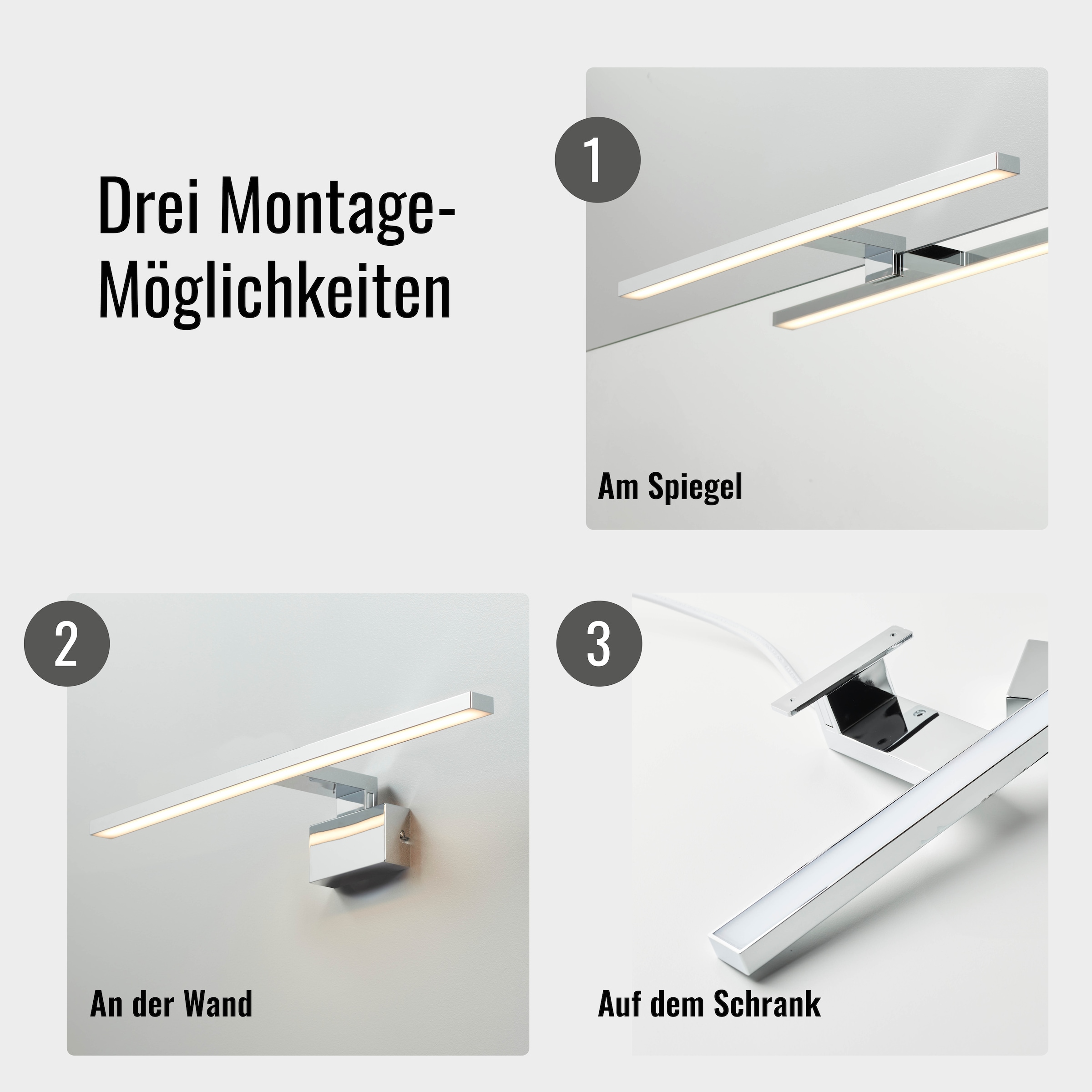 Loevschall Spiegelleuchte »Lagan NextGen, Badezimmer Lampe, LED Spiegelleuchte«, Spiegellampen für das Bad, Spiegelleuchte Mit Schalter