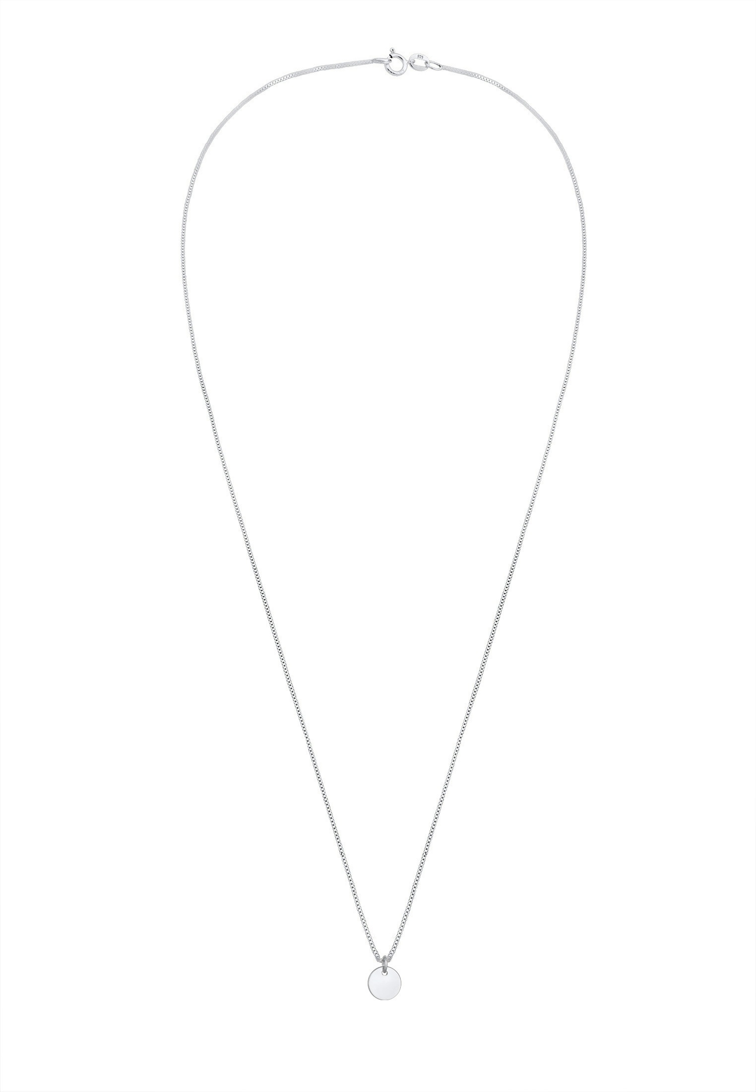Elli Kette mit Anhänger »Halskette Plättchen Coin Rund Basic 925 Silber«