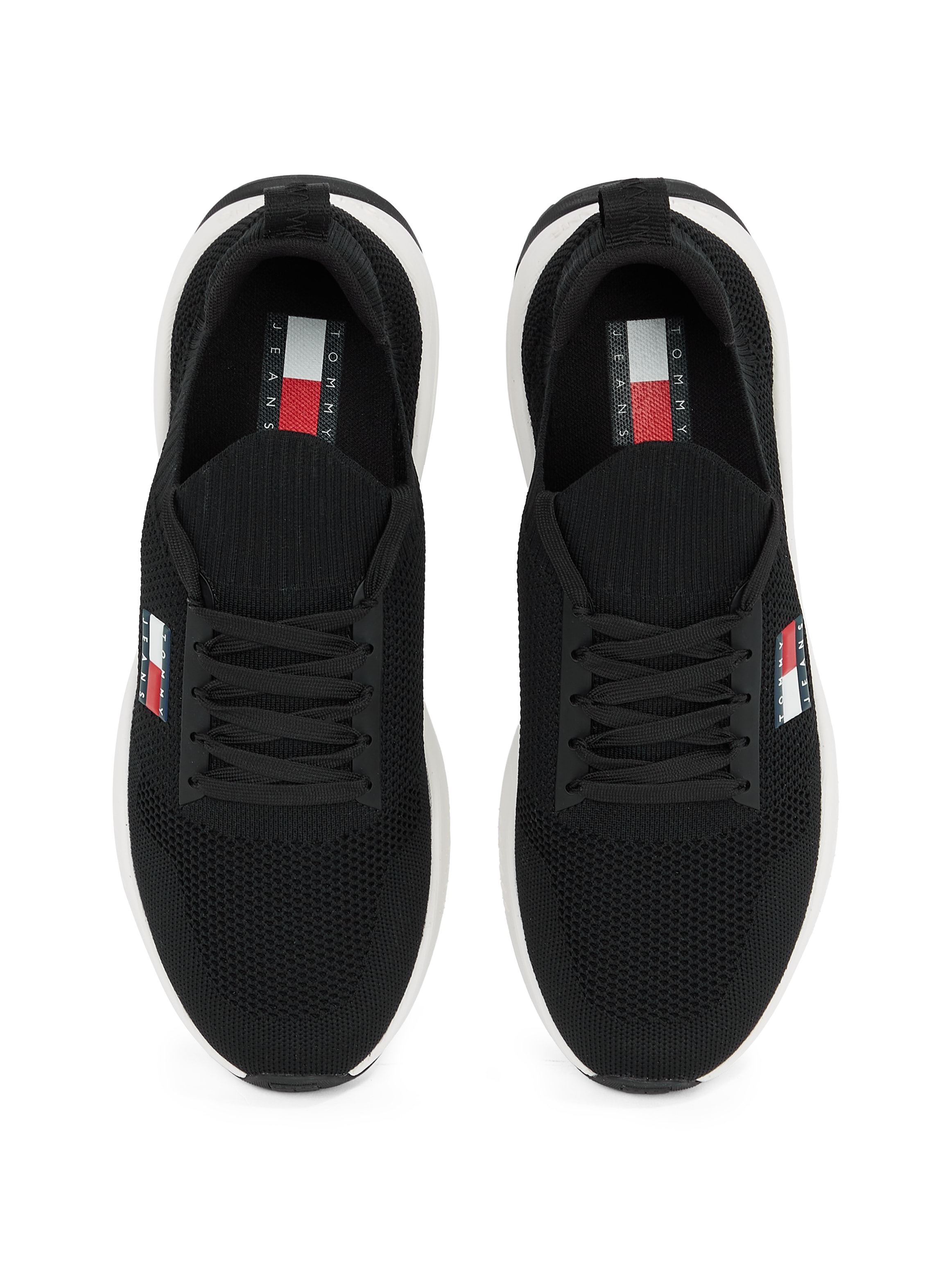 Tommy Jeans Slip-On Sneaker »TJM RUNNER KNTITTED«, Freizeitschuh, Halbschuh, Schlipper mit aufgesetzter Schnürung