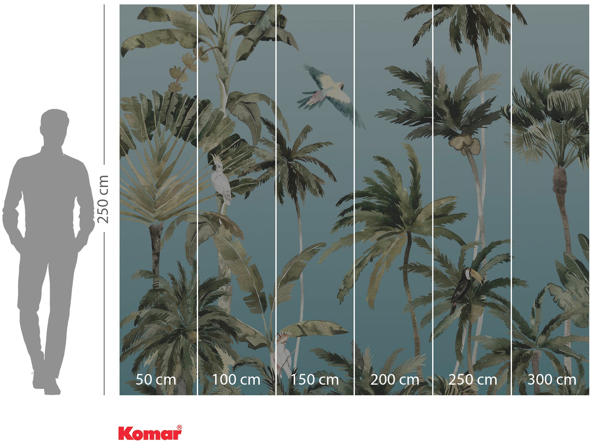 Komar Vliestapete »Digitaldruck Vlies - Forêt de Palmiers - Größe 300 x 250 cm«, bedruckt, Wohnzimmer, Schlafzimmer