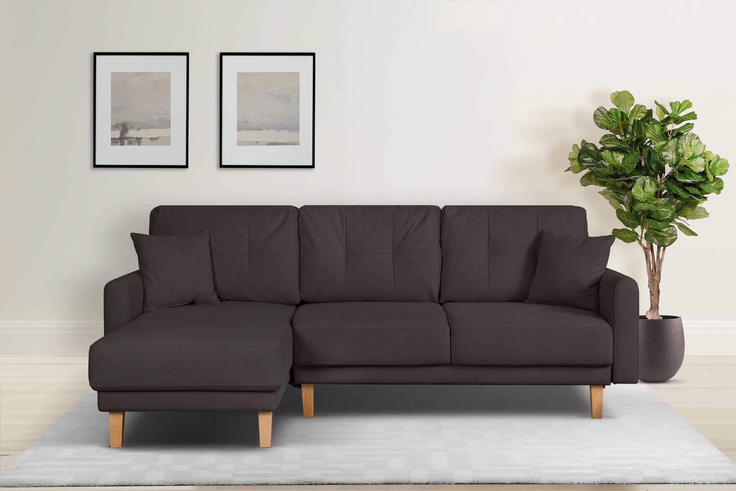 Home affaire Ecksofa »TRIPLO optionale Schlafsofa mit Bettkasten, Maße B/T/H: 234/164/89 cm« L-Form wahlweise mit Bettfunktion - Liegefläche 132x210 cm