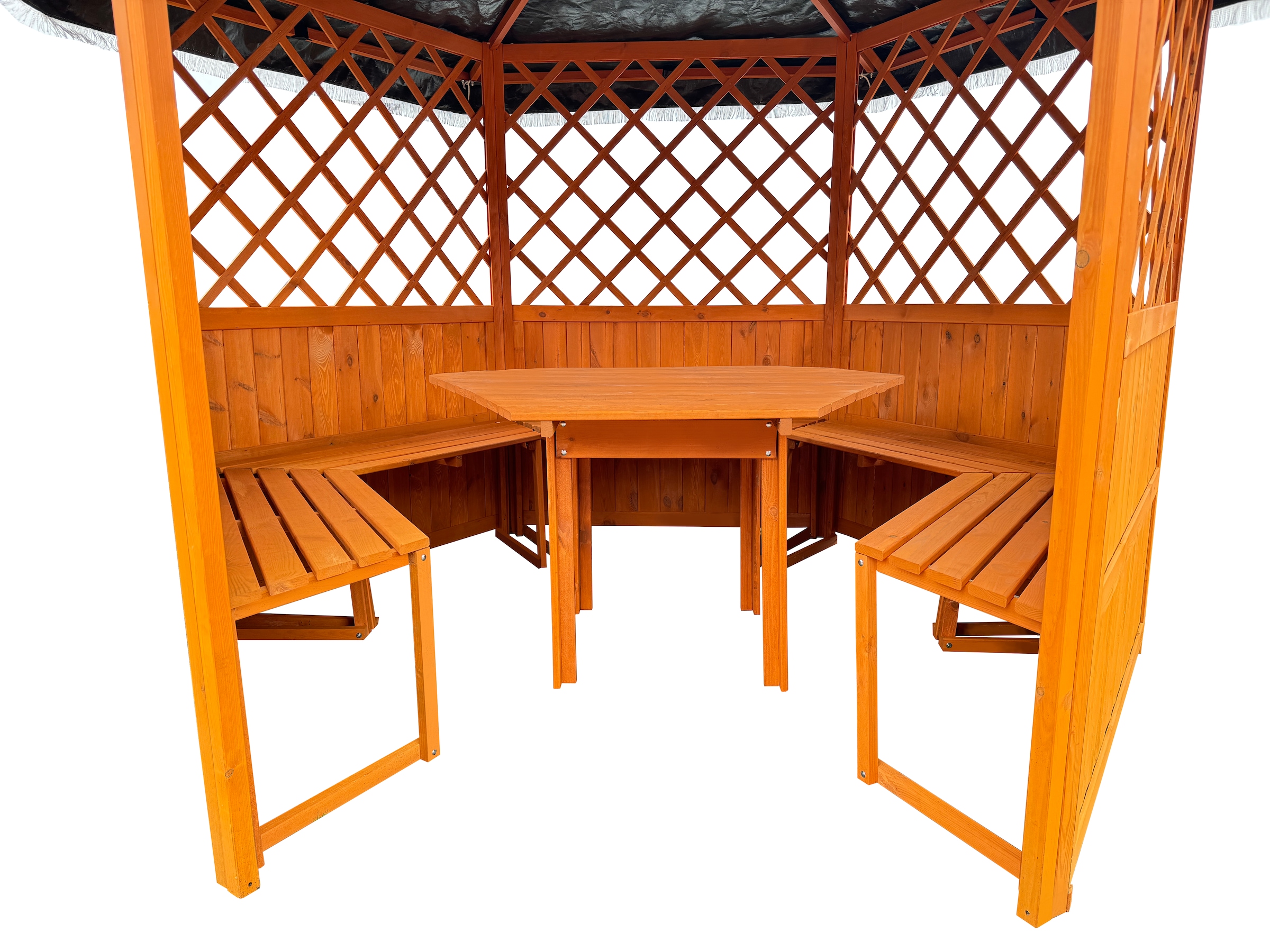 promadino Pavillon »Marburg«, (Set), BxT: 309x309 cm, inkl. Sitzgruppe und Brüstung