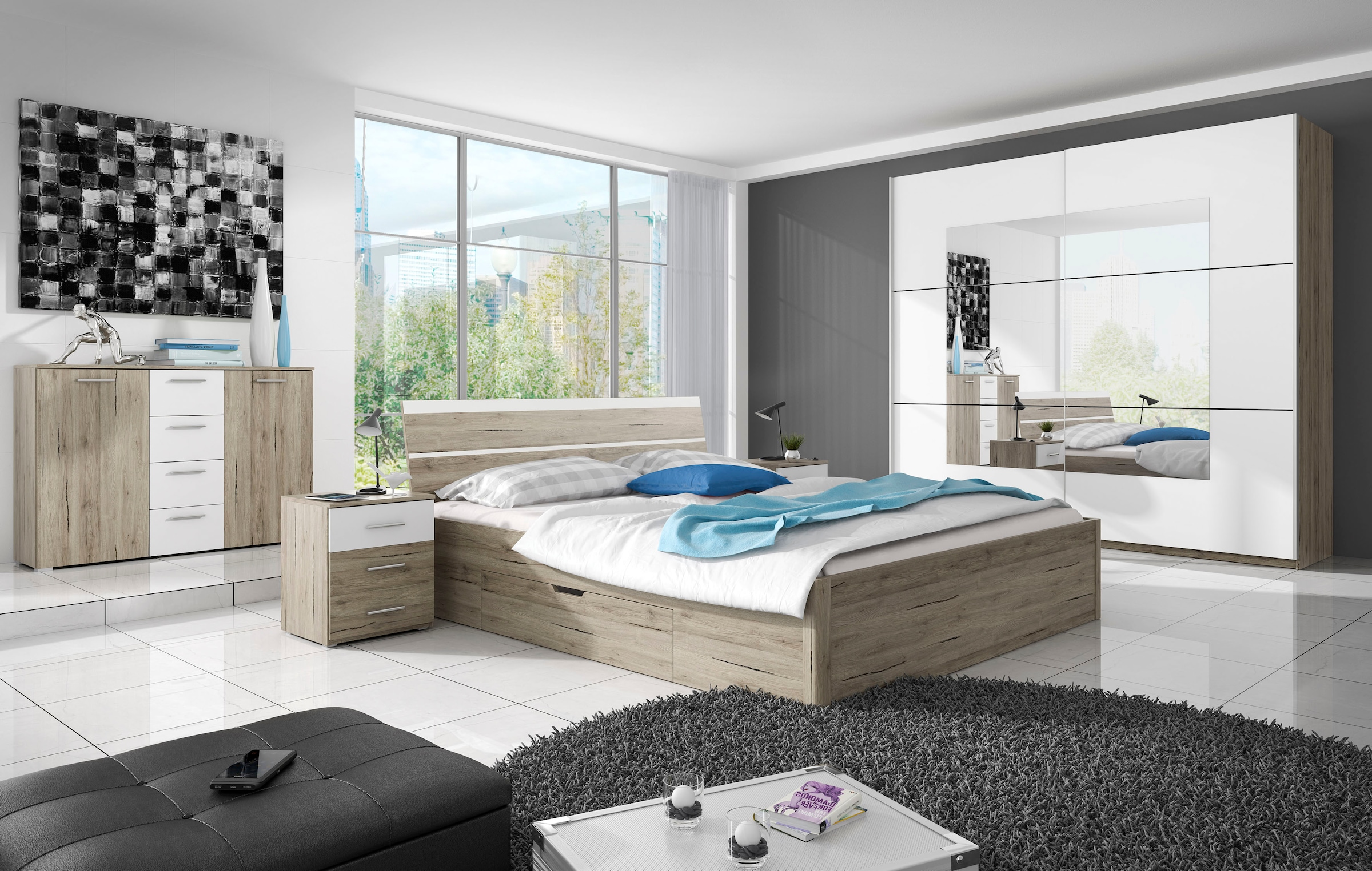 INOSIGN Stauraumbett »Beta, Breite 160 oder 180cm, moderne Bettanlage mit 2 Schubladen«, Bettgestell in zwei Größen inklusive 2 Bettschubladen