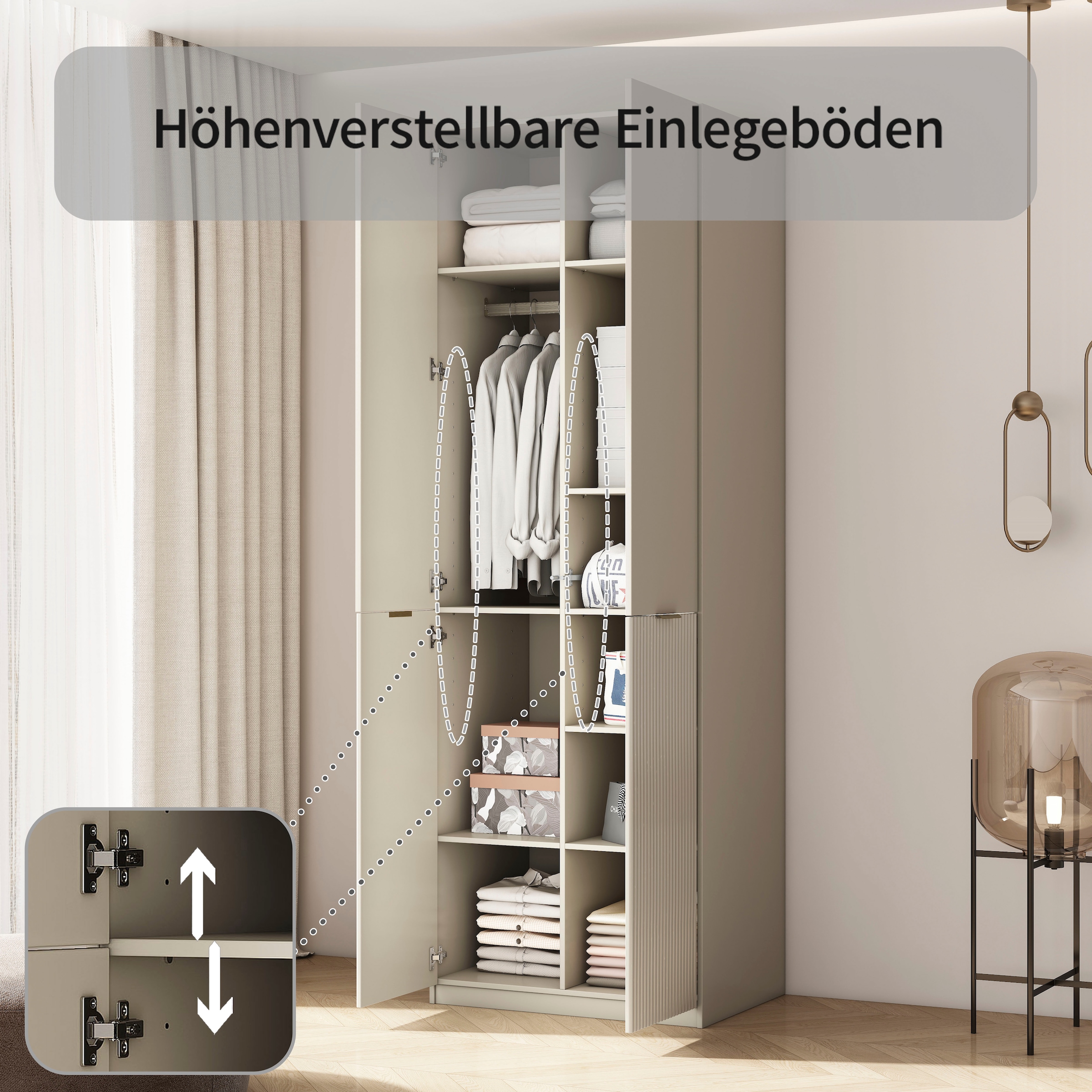 OTTO home Kleiderschrank »Jorella Schlafzimmerschrank Garderobe« eleganter Schlafzimmerschrank Rillendesign Trend Breite 82cm