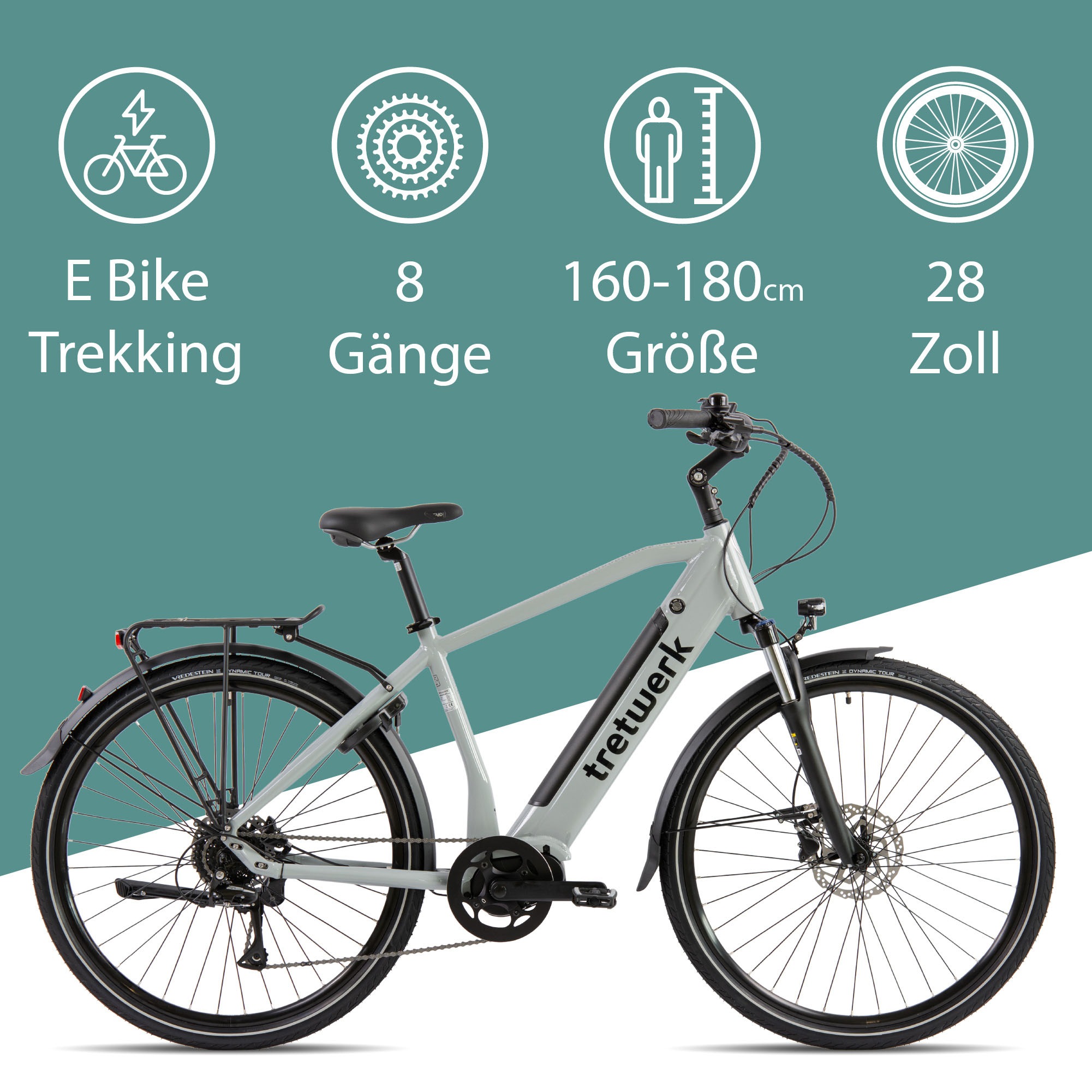 Tretwerk »Sonic« 8 Gang Shimano Acera M3020 SGS Schaltwerk Kettenschaltung Mittelmotor 250 W Pedelec, Elektrofahrrad für Damen u. Herren