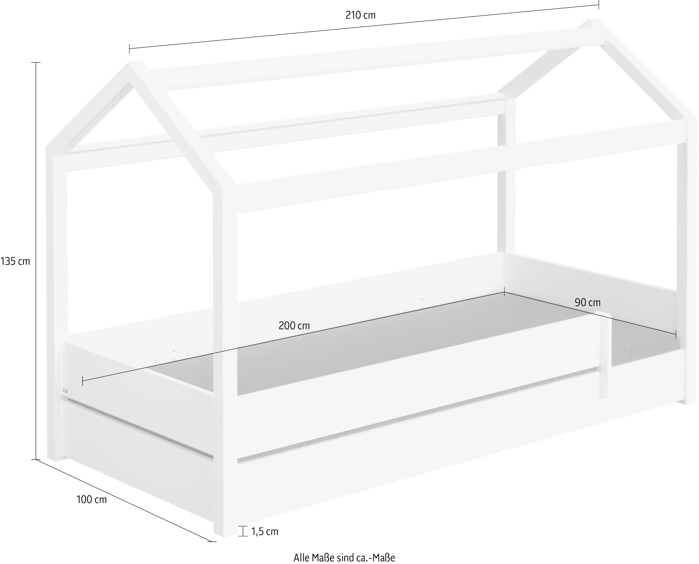 PAIDI Hausbett »TINY HOUSE« mit Rausfallschutz, individuell gestaltbar, hochwertig verarbeitet