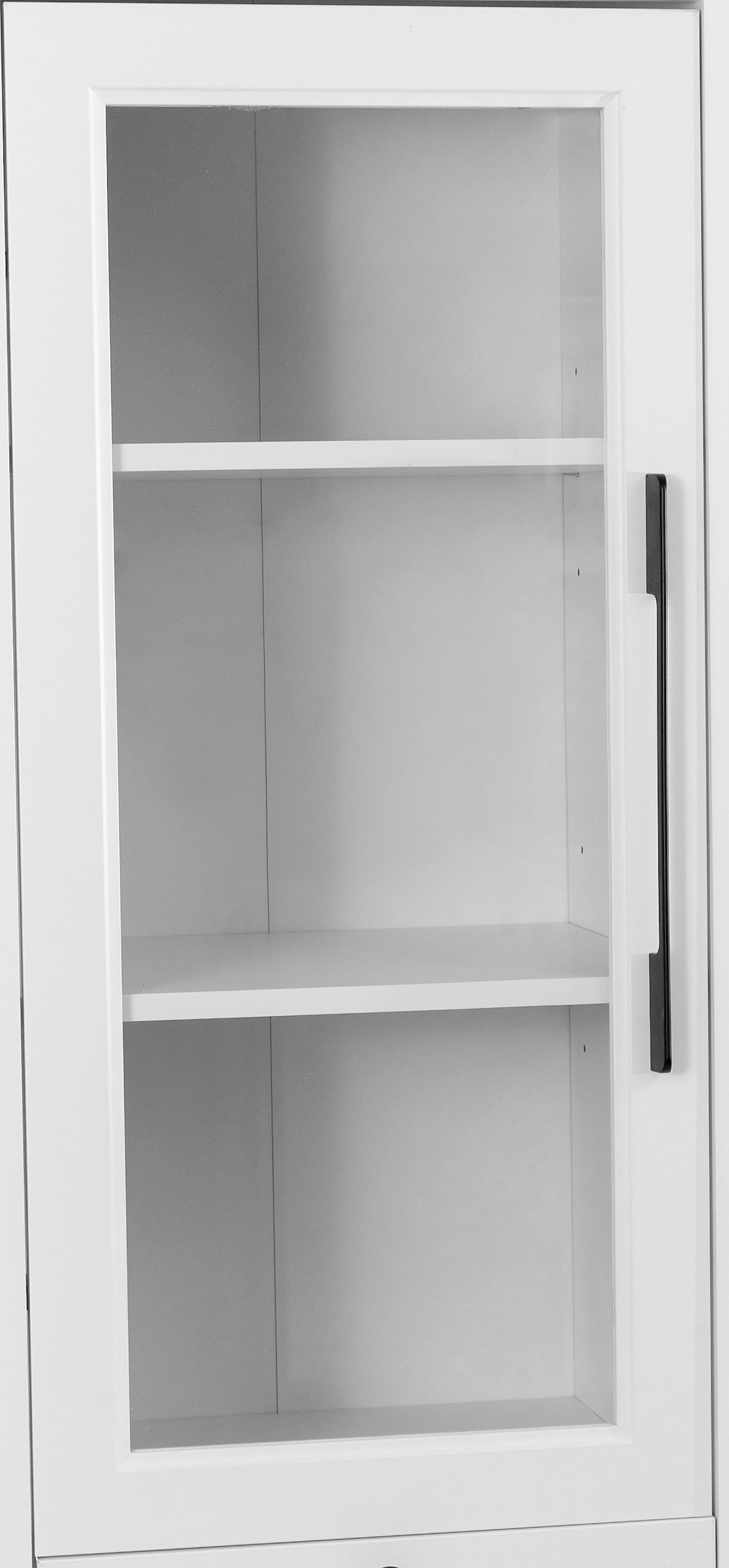 OTTO home Vitrine »Ismund« aus MDF, mit Holz-Zierleiste, schwarzen Metallgriffen, Höhe 180,5 cm