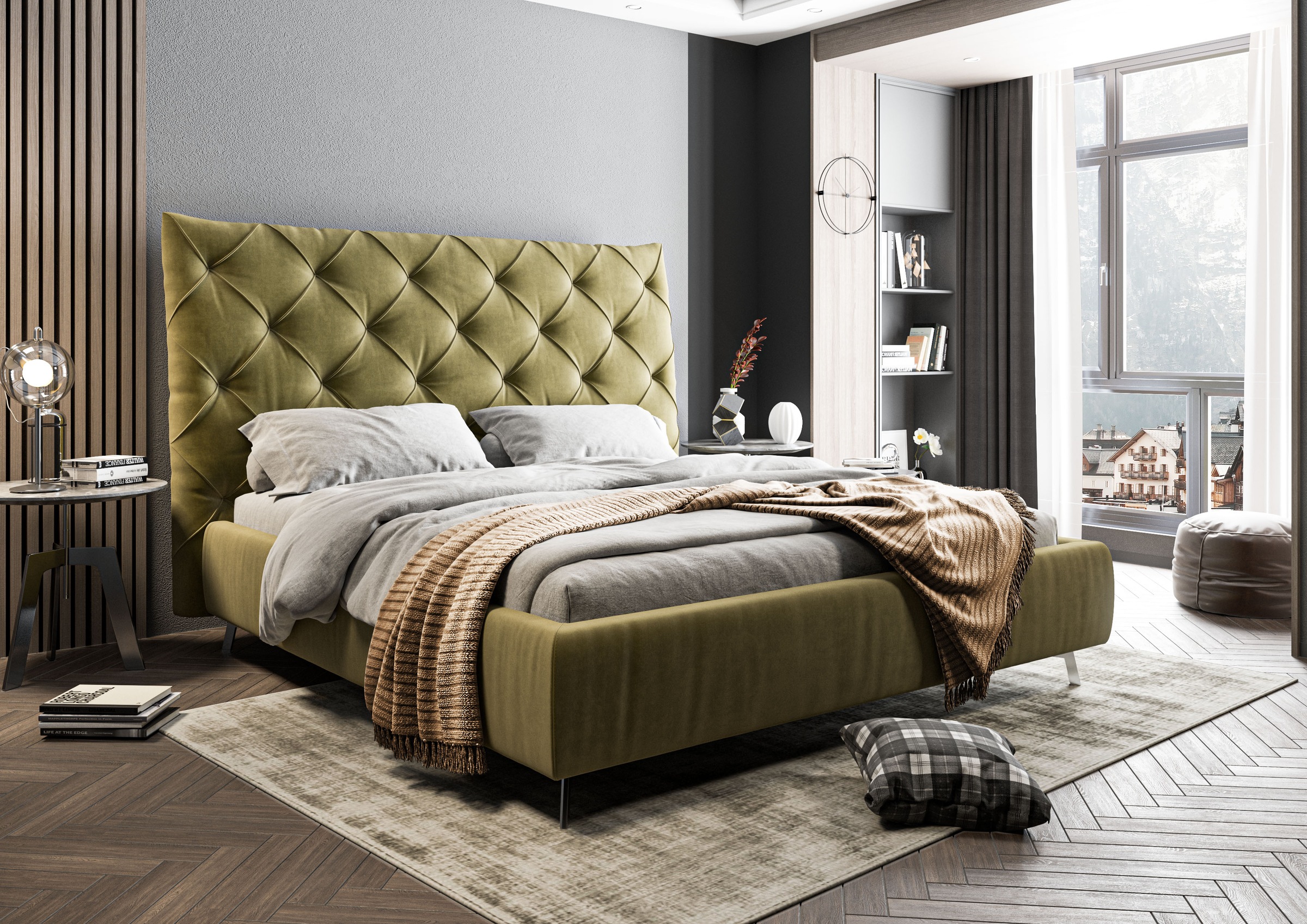 Home affaire Polsterbett »Elloree, in 4 Breiten, hinten mit Originalstoff bezogen, auch in Leder« Kopfteilhöhe 143cm, belastbar bis 280 kg, auch in Überlänge 220cm