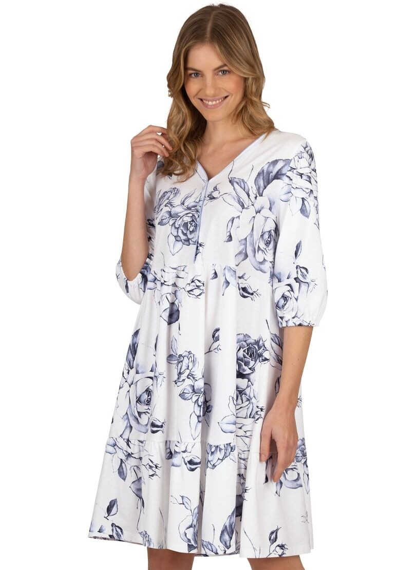 Trigema Jerseykleid »TRIGEMA Kleid mit 3/4-langen Armen und Rosen-Muster«