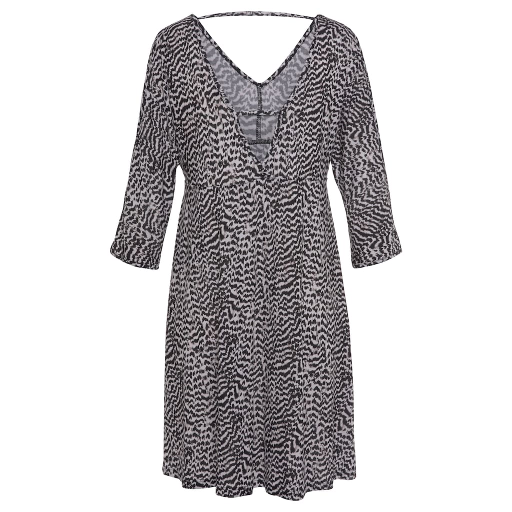 Vivance Jerseykleid, mit Animalprint und V-Ausschnitt, 3/4-Ärmel, Sommerkleid, Strandkleid