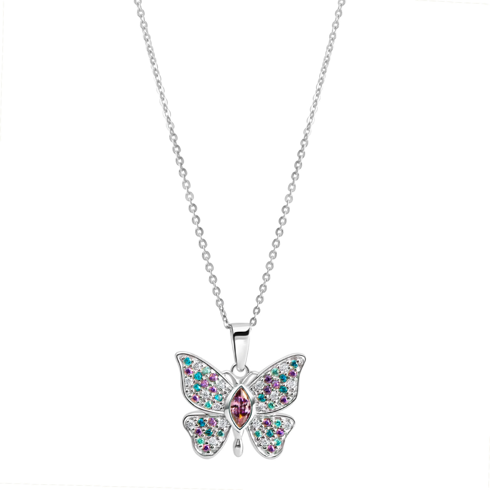 Firetti Kette mit Anhänger »Schmuck Geschenk Silber 925 Halsschmuck Halskette Schmetterling«, mit Zirkonia (synth.)