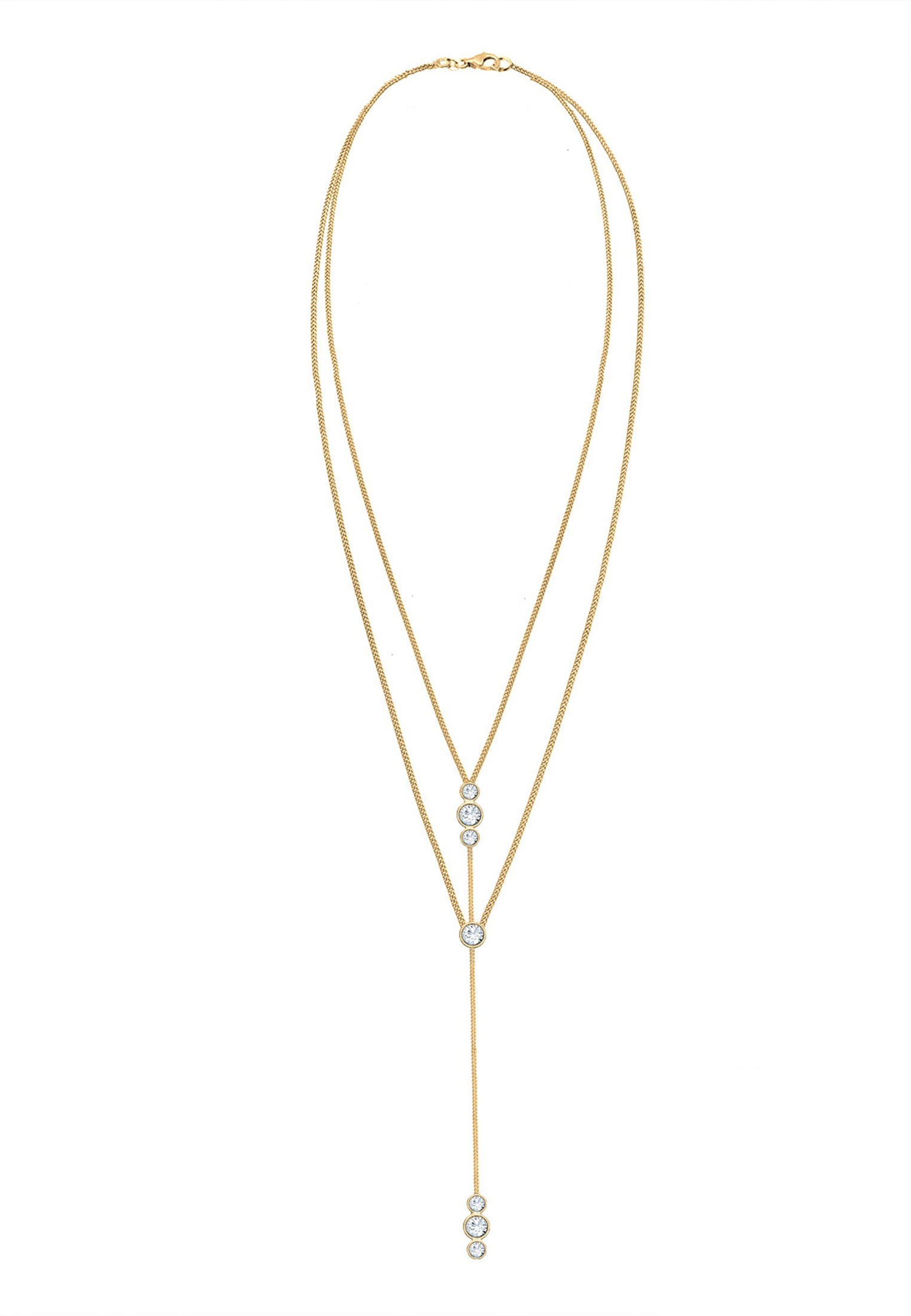 Elli Silberkette »Halskette Y-Kette Layer und Kristalle 925 Silber«