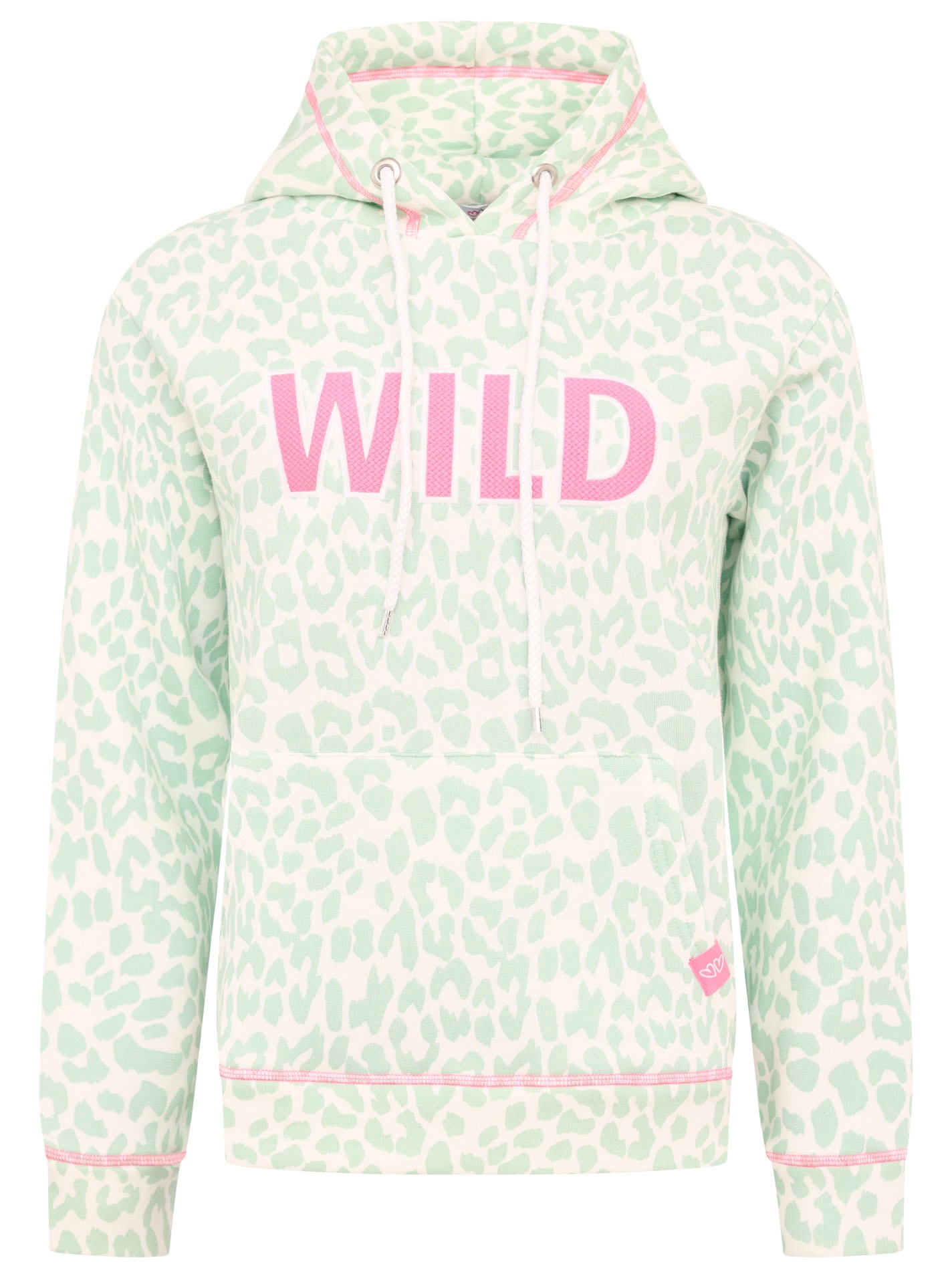 Zwillingsherz Hoodie »"Leo Pastell"«, Leomuster und WILD Applikation, Kapuze, Tasche, Baumwollmischung