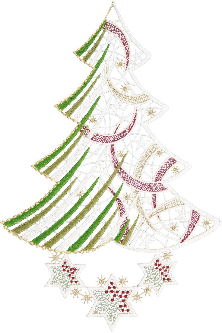 W. Reuter & Sohn - Plauener Spitze Fensterbild »Baum« Made in Germany in bunt, Größe B/L: 21 cm x 31 cm