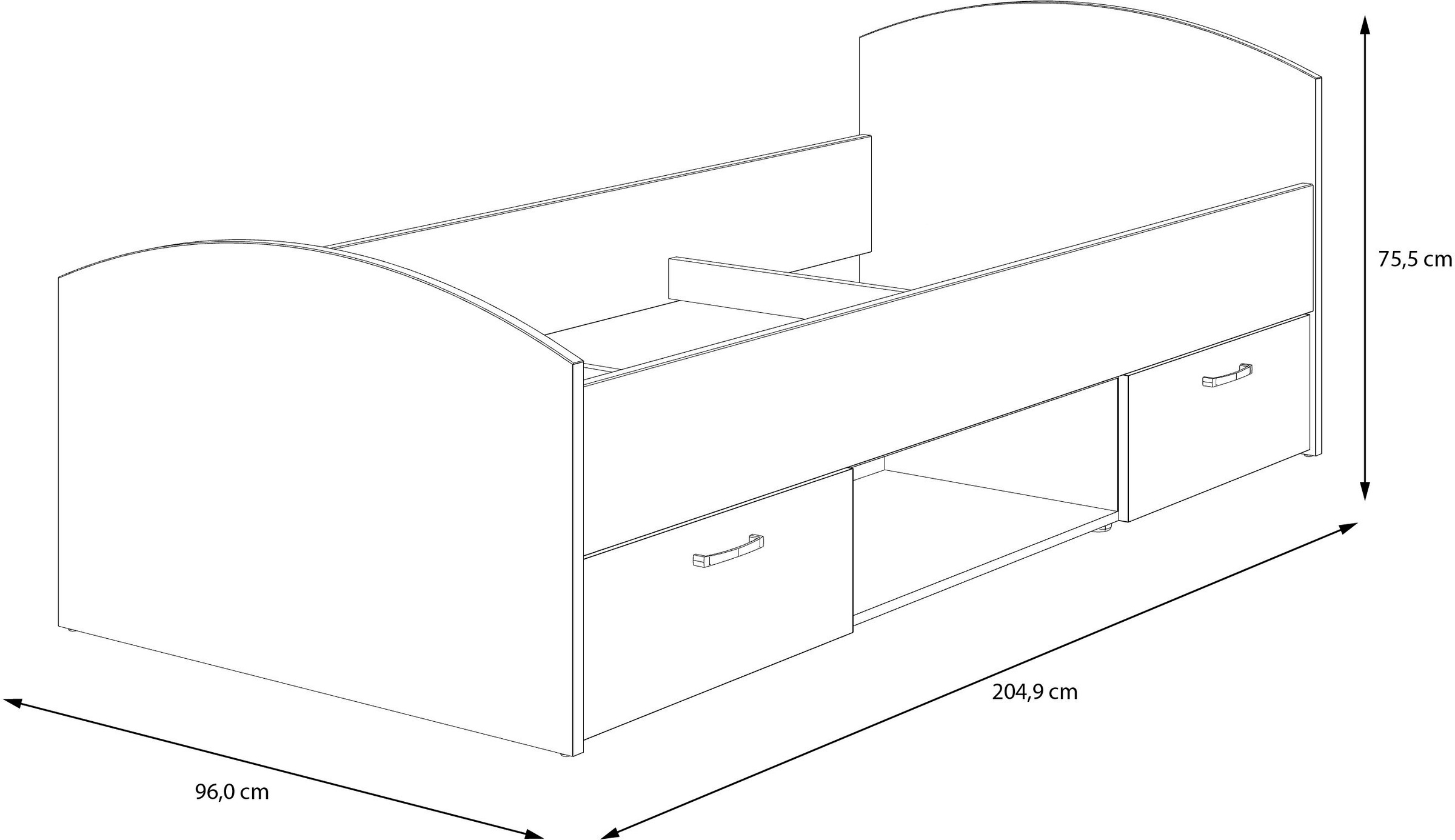 FORTE Stauraumbett »Culgoa«, Jugendbett, Stauraum, Schubkasten, modernes Dekor, pflegeleicht