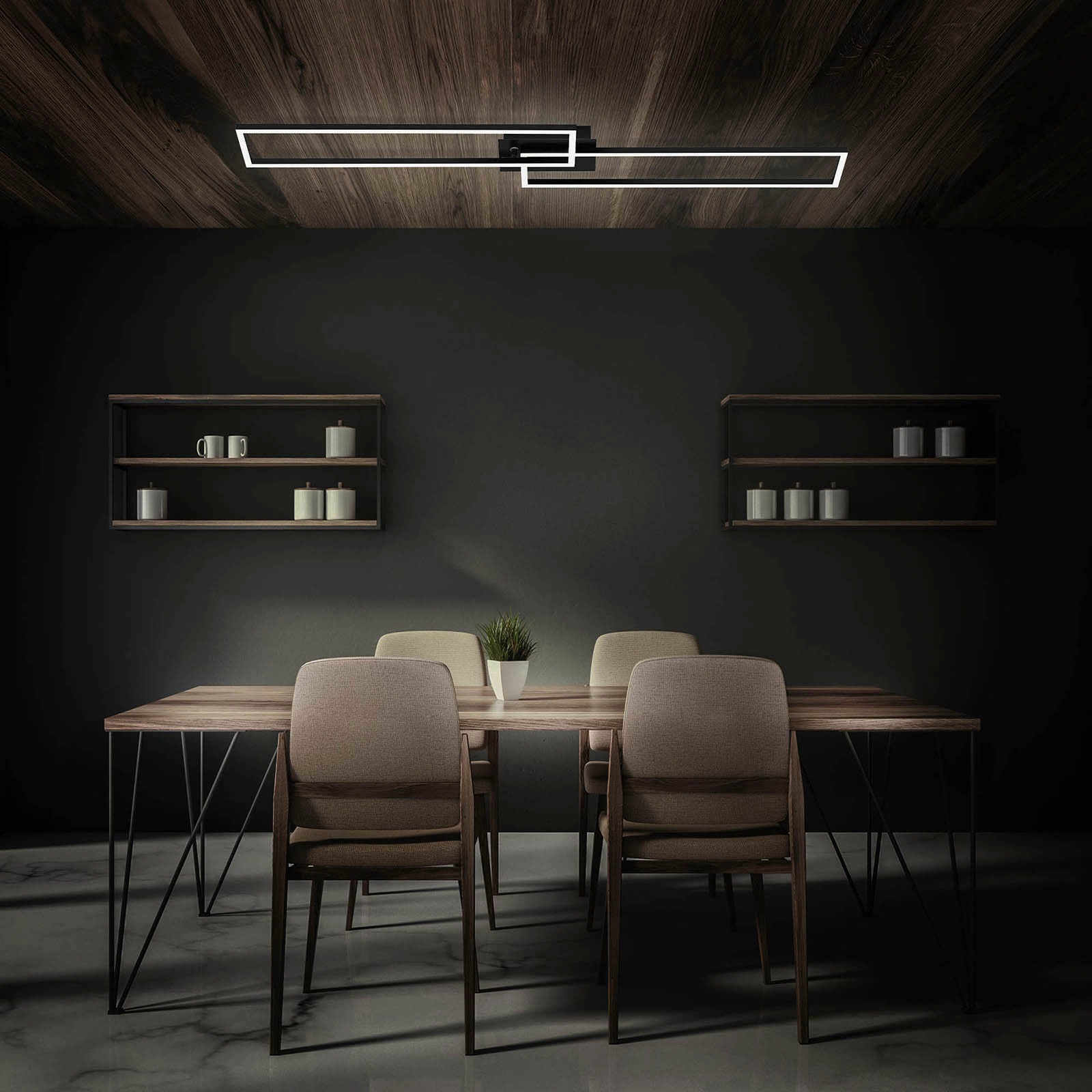 Briloner Leuchten LED Deckenleuchte »3145015 FRAME«, Leuchtmittel LED-Board | LED fest integriert, Deckenlampe, 110x24,8x7,8cm, Schwarz, 40W, Wohnzimmer, Schlafzimmer