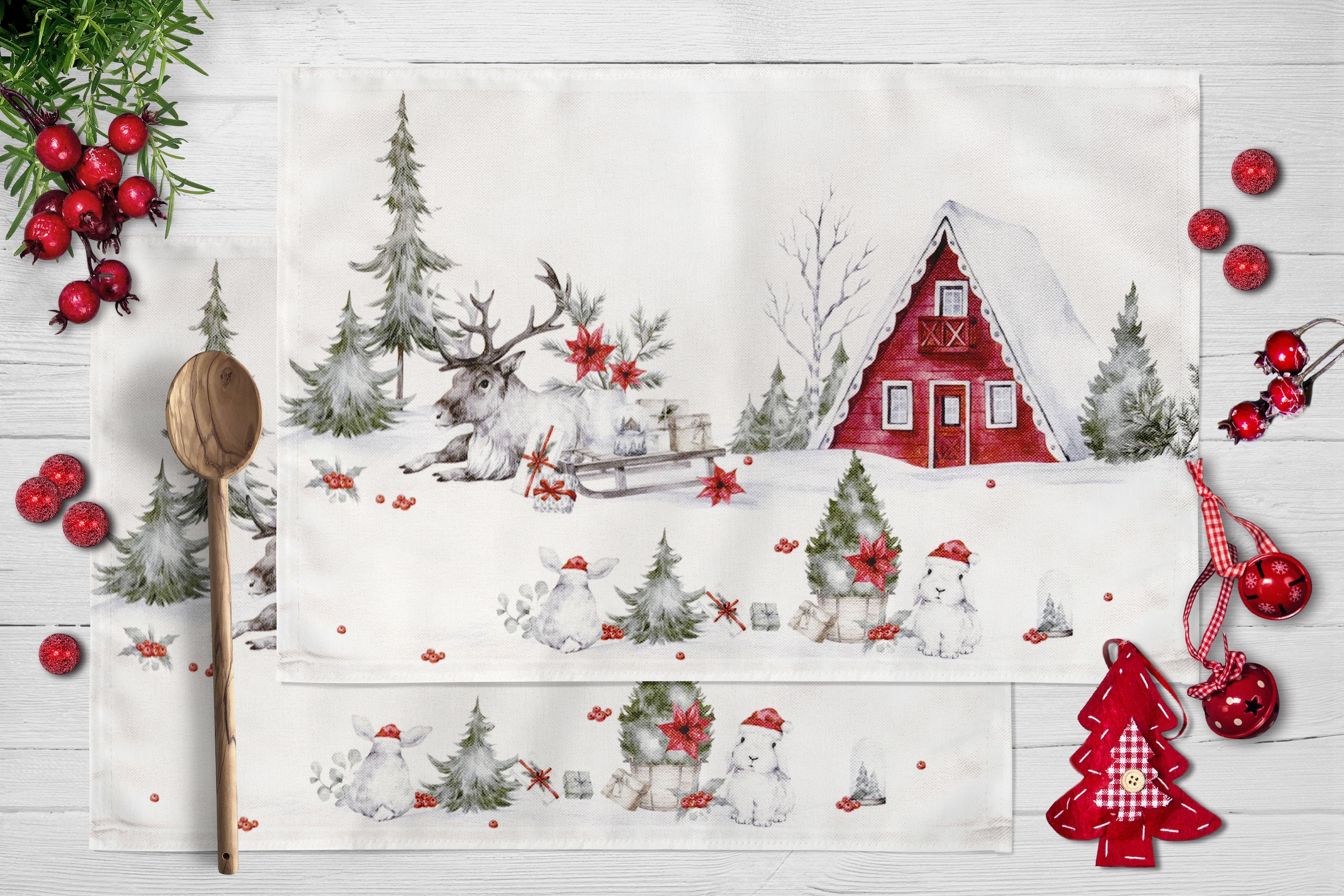 OTTO home Platzset »Lealux« 2er Set, Weihnachtlich, bedruckt, weiche Haptik, 45x30