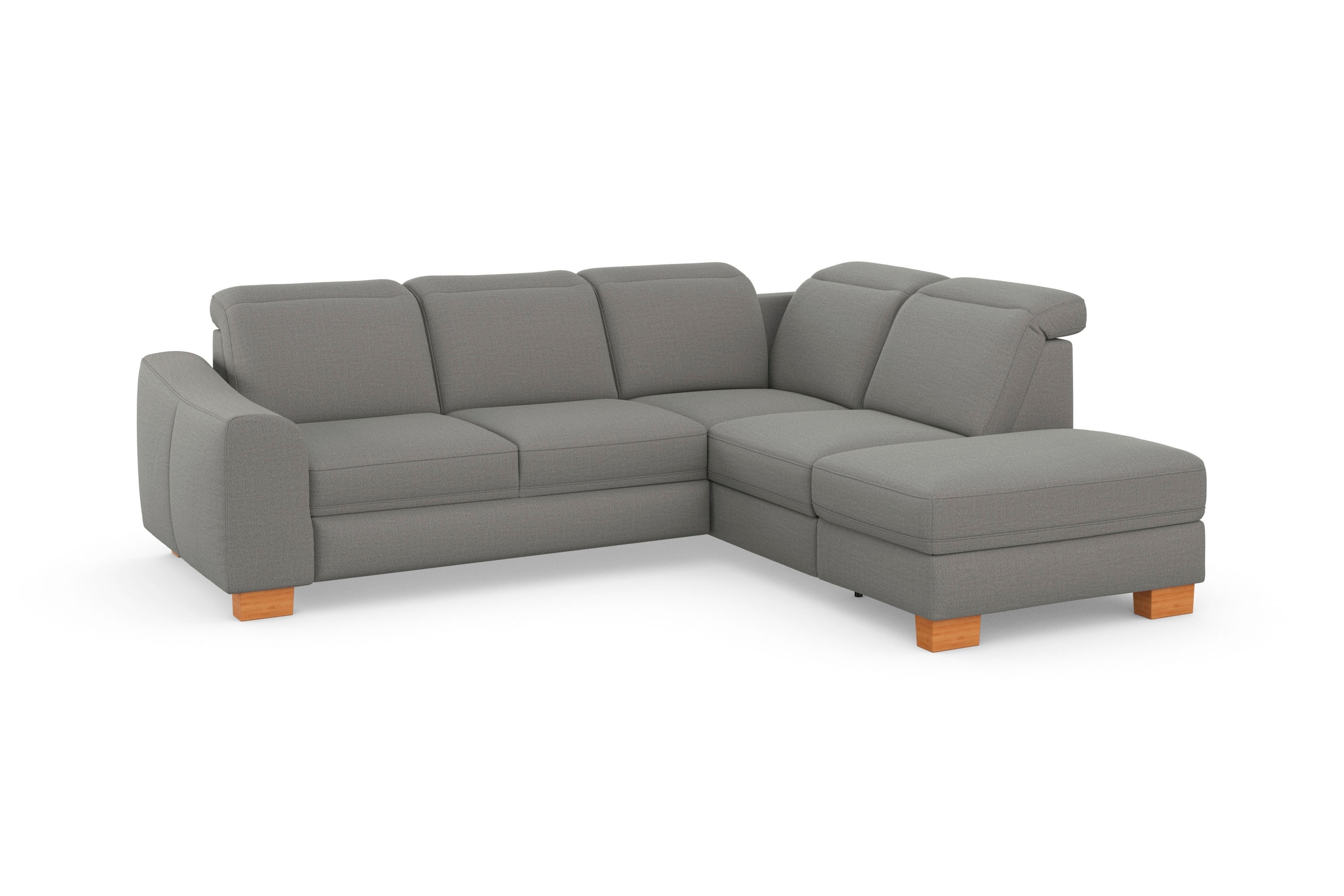 sit&more Ecksofa »Dundee L-Form« mit Federkern und Massivholzfüßen, wahlweise mit Kopfteilverstellung