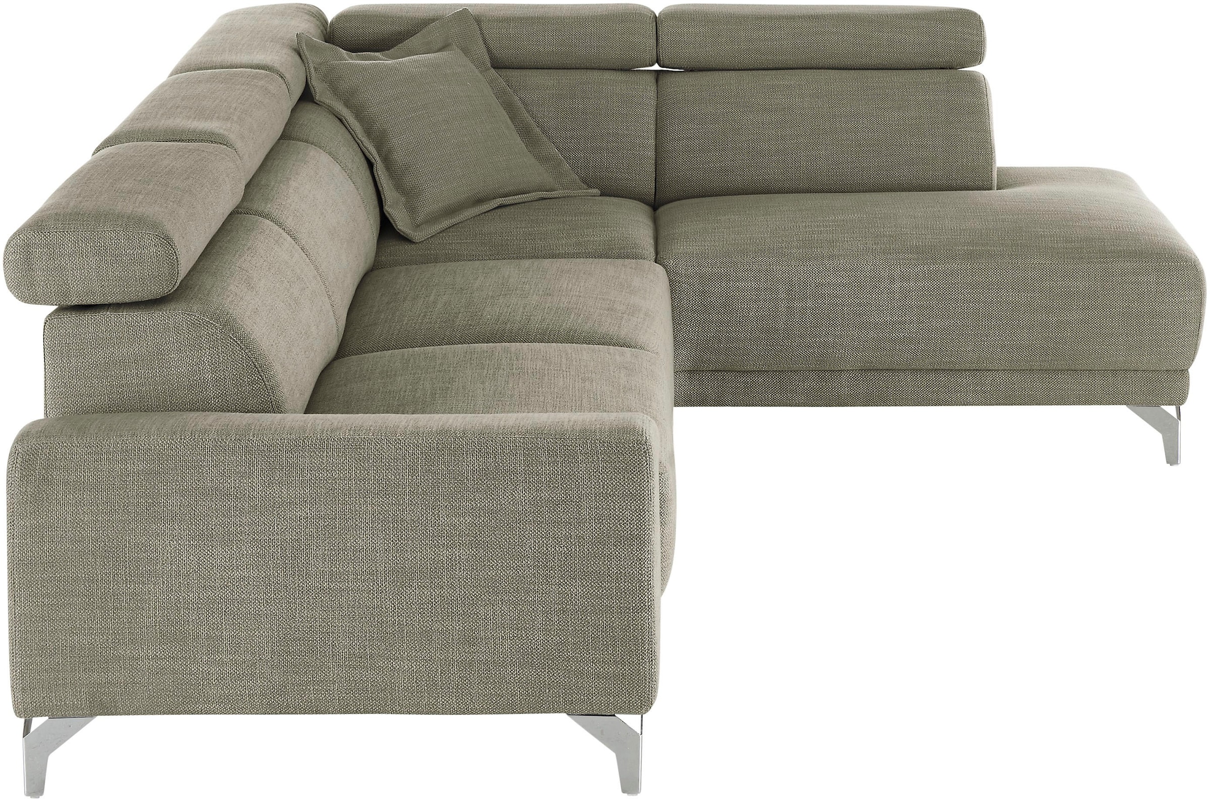3C Candy Ecksofa »Greve Sofa immer mit manuelle Kopfteilverstellungen, modern, elegant«, wahlweise motorischer Sitzvorzug, bequem und zeitlos, L-Form