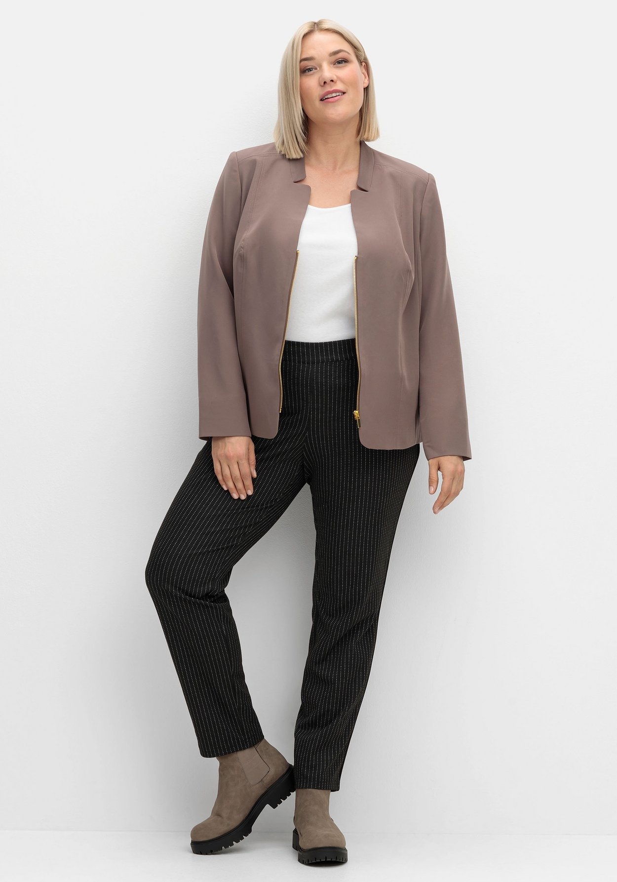 Sheego Jackenblazer »Blazer mit Stehkragen und Kontrast-Zipper«