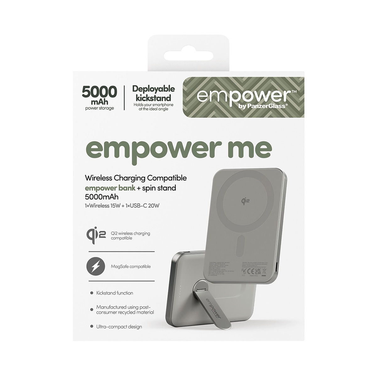 empower by PanzerGlass Powerbank »empower Bank 5000 mAh mit Spin Stand« empower Bank Spin Stand/5000mAh/Titanium