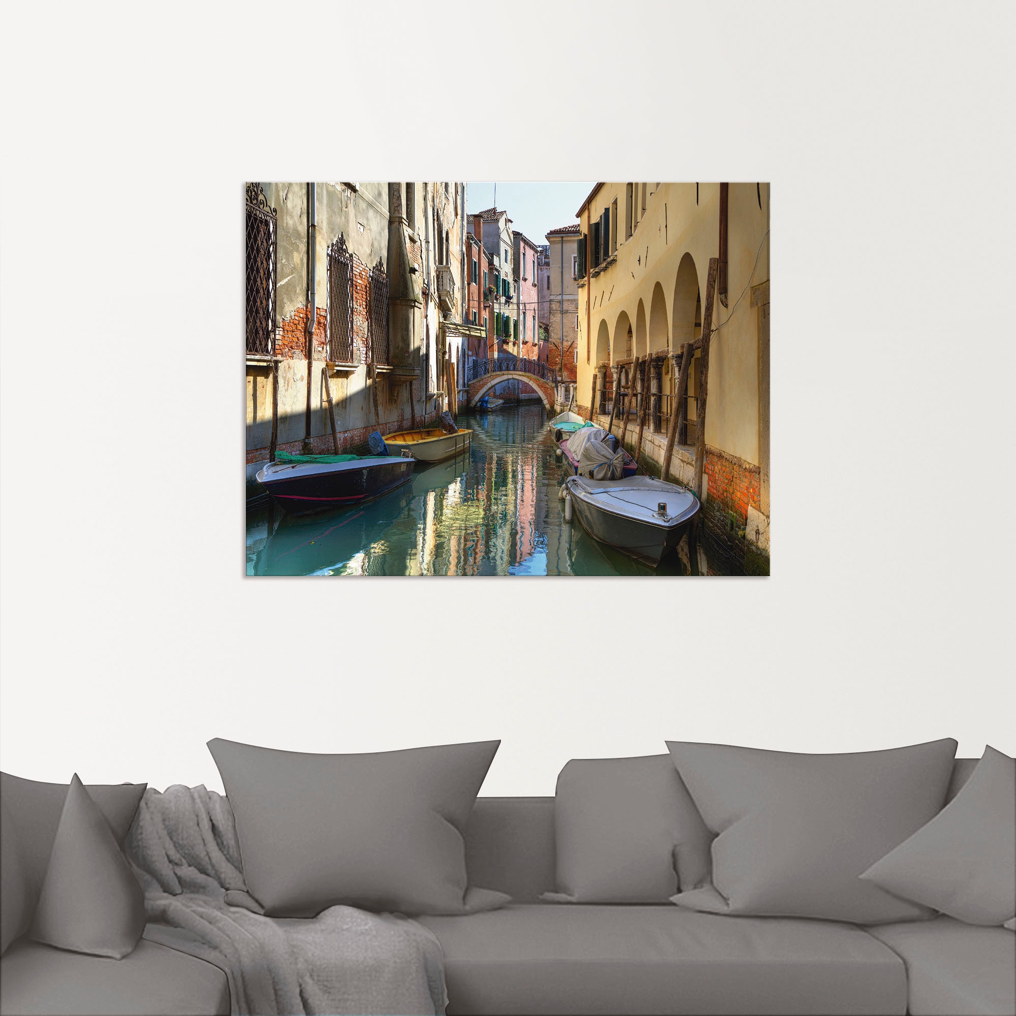 Artland Wandbild »Boote auf Kanal in Venedig« Italien 1 Stk. tlg. als Alubild, Outdoorbild, Leinwandbild, Poster in verschied. Größen