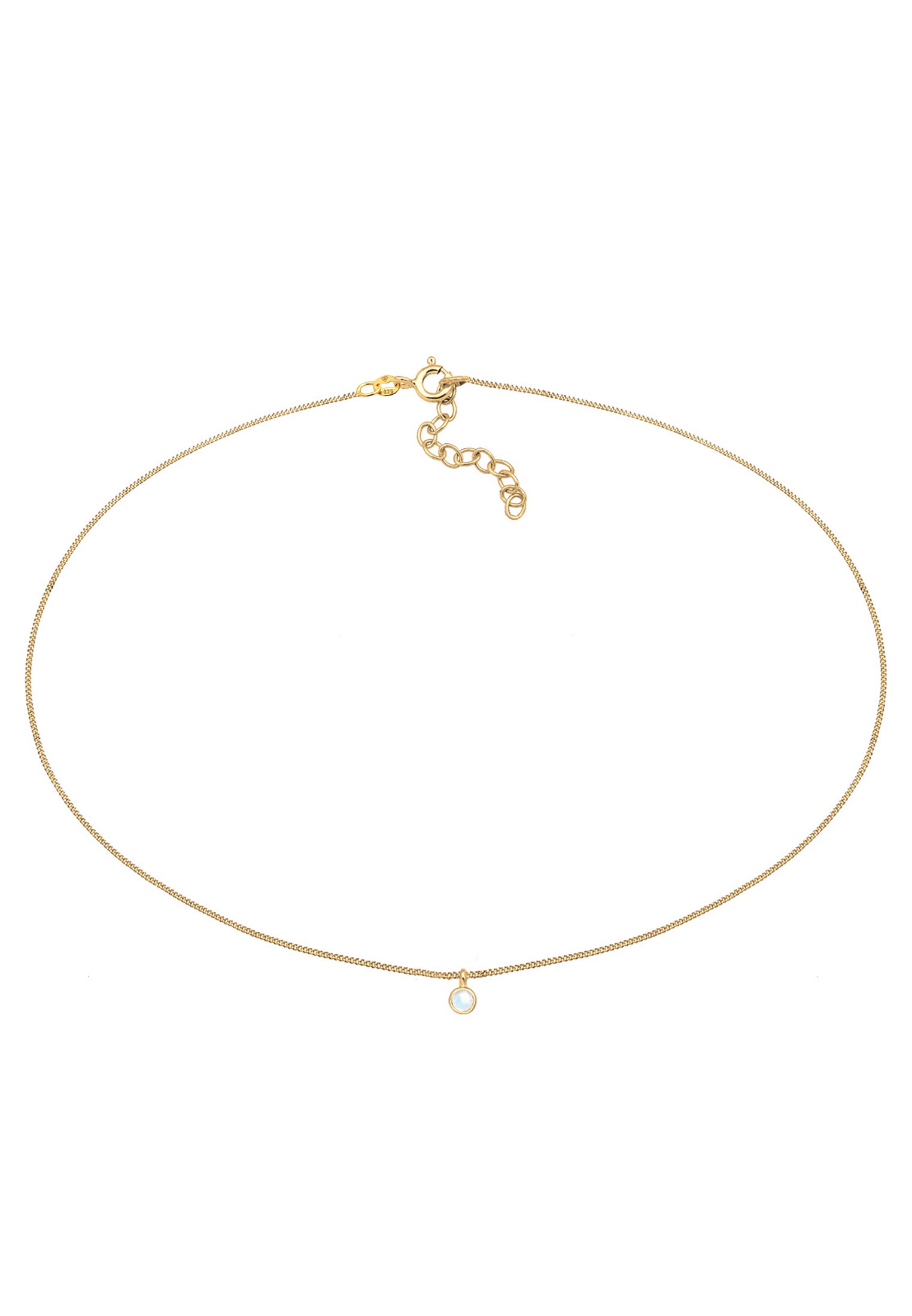 Elli Choker »Halskette Choker mit Anhänger Mondstein Rund 925 Silber«