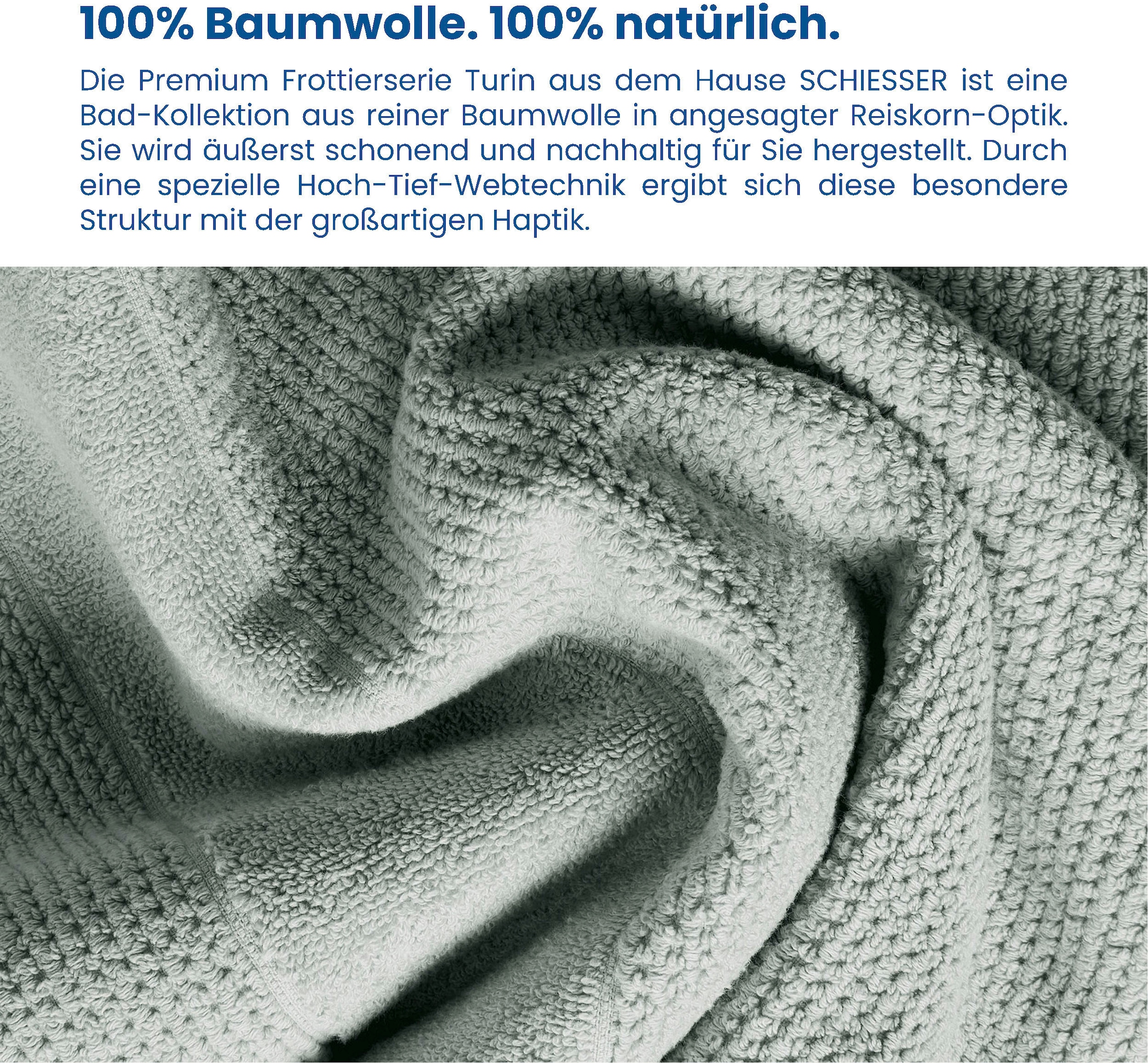 Schiesser Duschtücher »Turin aus 100% Baumwolle in dezenter Reiskornoptik«, (Set, 2 St.), MADE IN GREEN by OEKO-TEX®