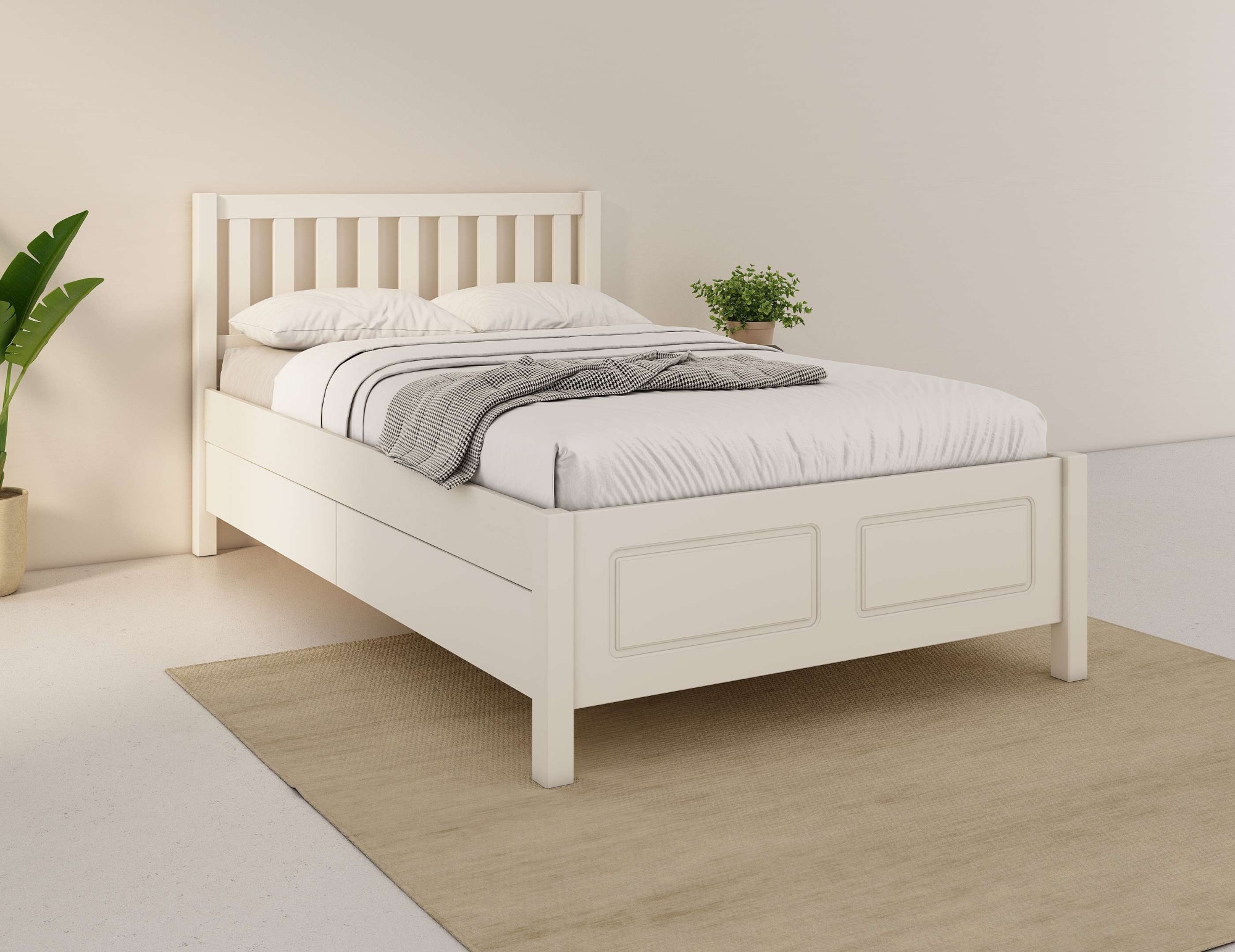 OTTO home Stauraumbett »Synnra, Stauraumbett, 4 Schubladen, Made in EU, Landhausstil« FSC® zertifiziert, Kassettenfront, Stauraumlösung und Komfort