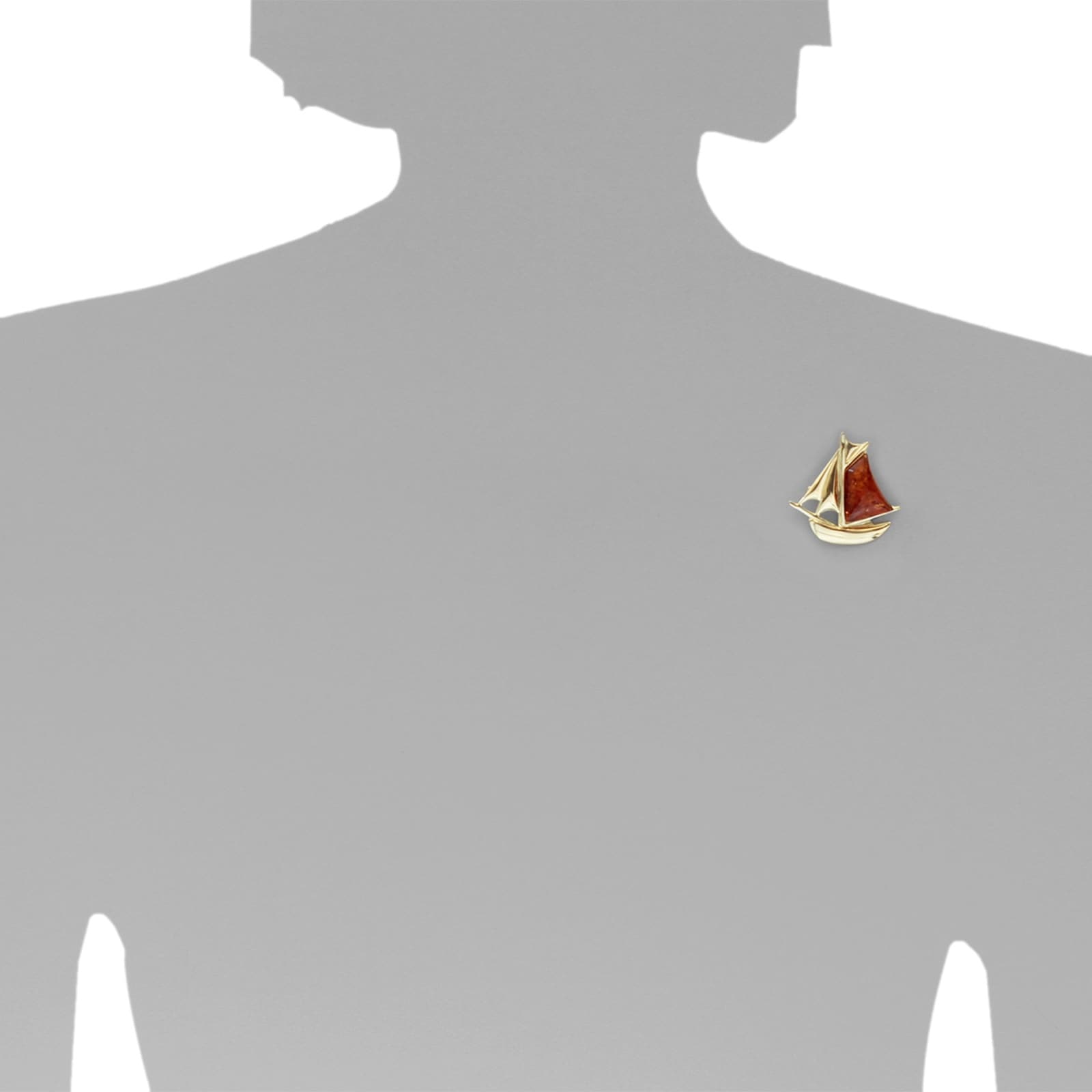 OSTSEE-SCHMUCK Brosche »- Schiff - Silber 925/000, vergoldet - Bernstein«