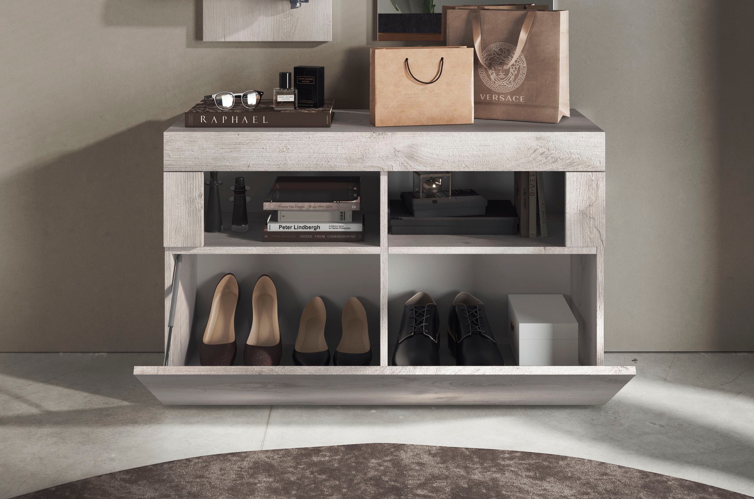INOSIGN Garderobenschrank »Basic, Breite 91 cm, Höhe 59 cm, Schuhbank 1 Klappe«, Garderobenbank, moderne Rahmenoptik
