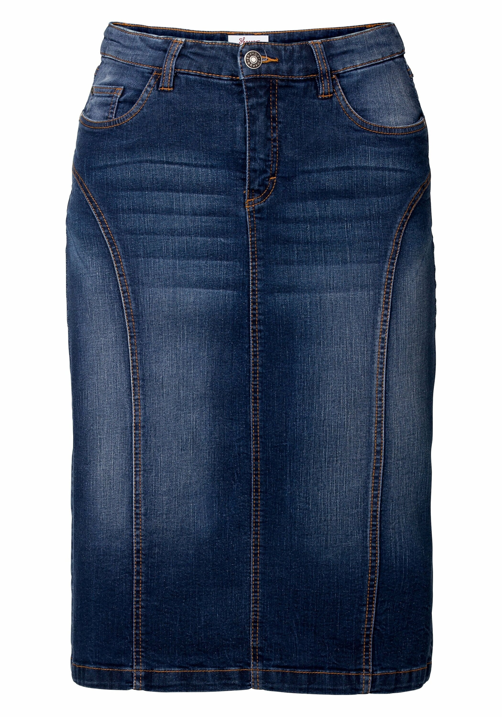 Sheego Jeansrock »Jeansrock Used Effekte, jedes Teil ein Unikat«