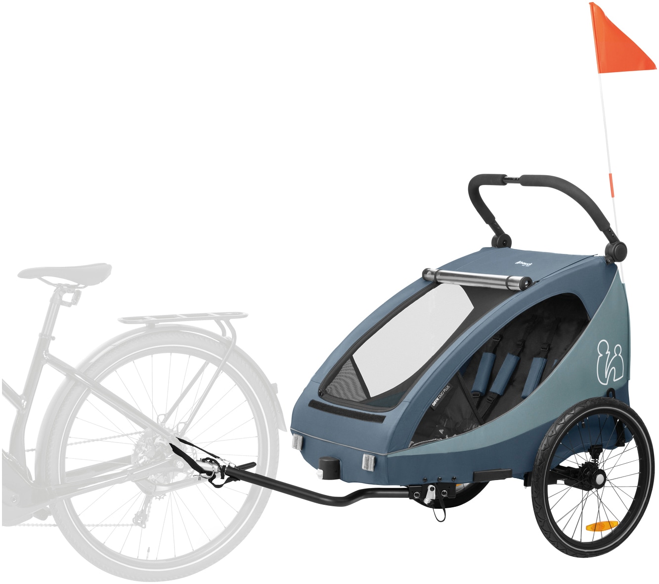 Hauck Fahrradkinderanhänger »2in1 Bike Trailer und Buggy Dryk Duo Plus, dark blue«, für 2 Kinder; inklusive Deichsel