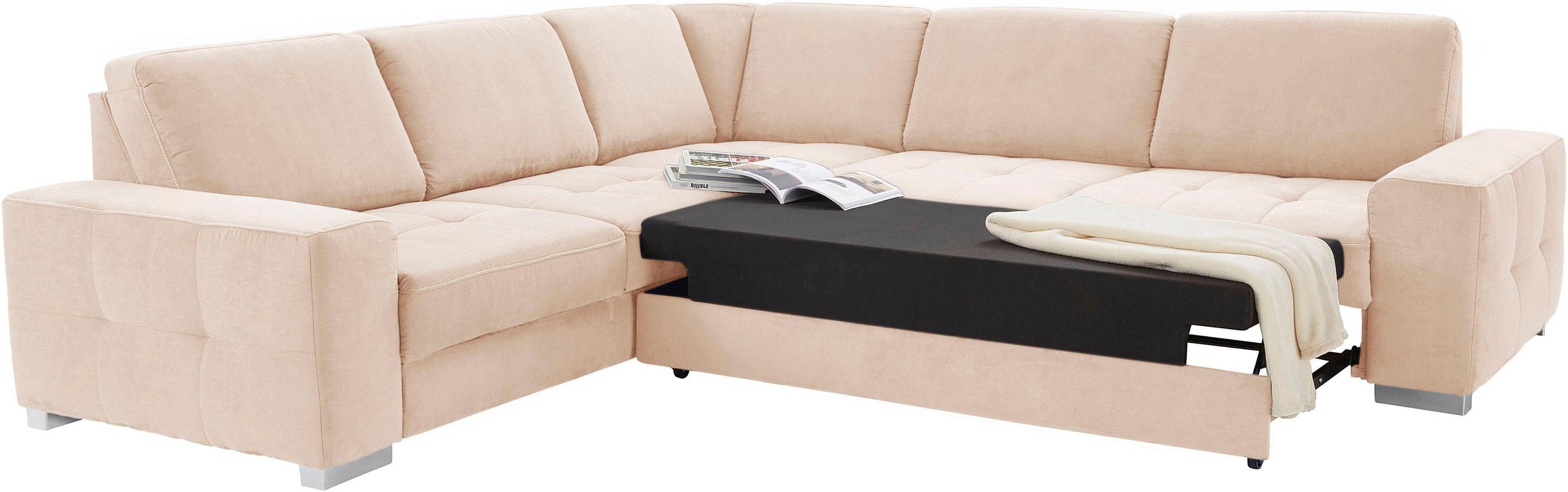 sit&more Ecksofa »Santorini L-Form« mit Federkern und Sitztiefenverstellung, wahlweise mit Bettfunktion
