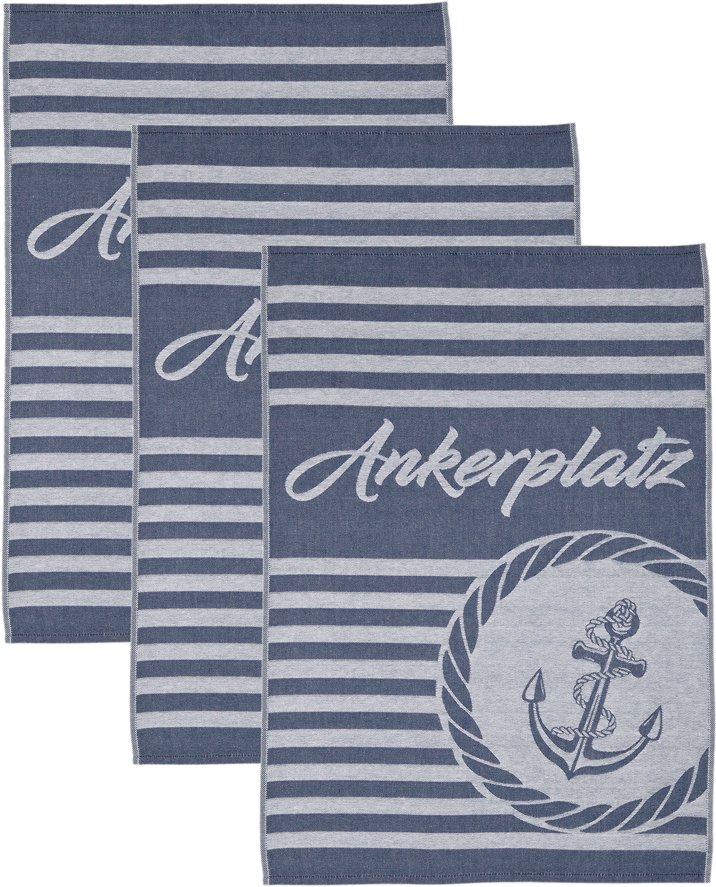 Geschirrtuch »Maritim - Ankerplatz«, (Set, 3 tlg.), Motivtuch, aus 100% Baumwolle