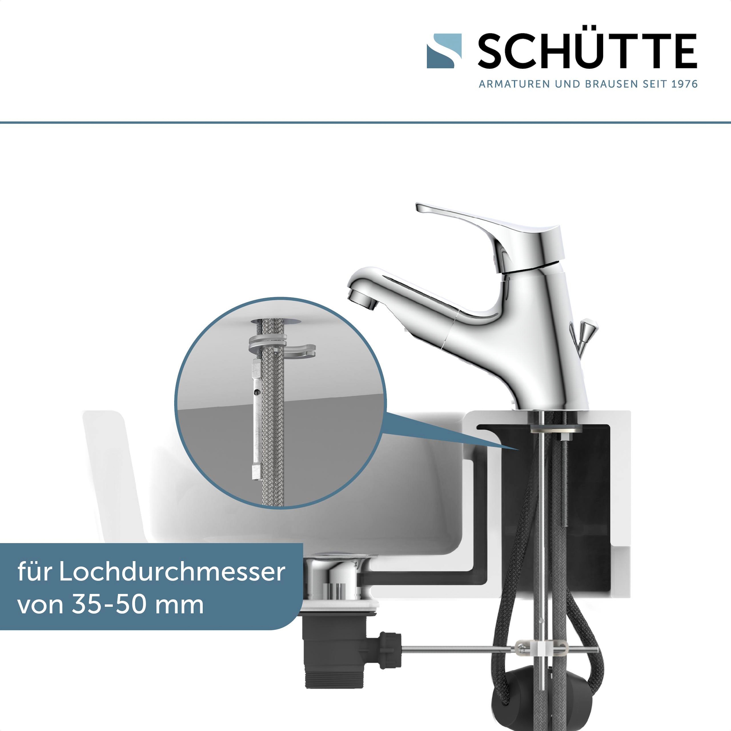 Schütte Waschtischarmatur »Attica«, (Set), mit herausziehbarer Brause und Zugstange, Wasserhahn, Mischbatterie