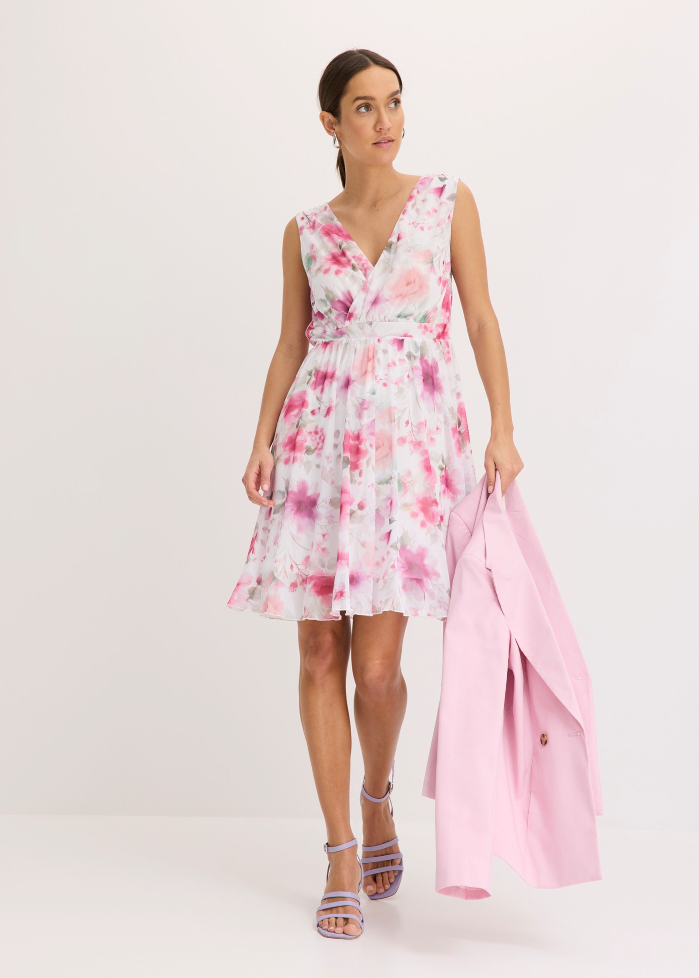 bonprix Minikleid in Wickeloptik, aus Polyester und Elasthan, ausgestellte Passform