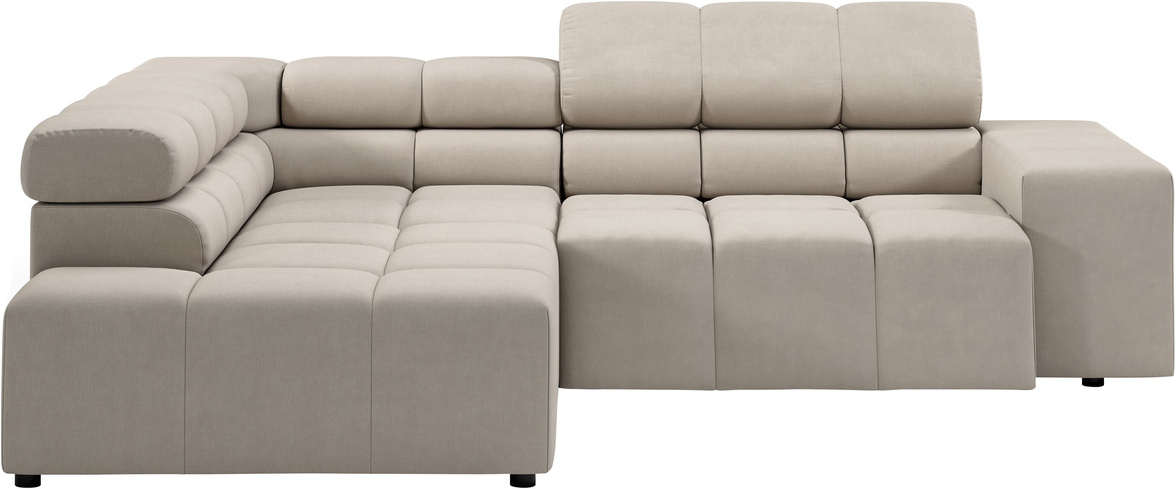 INOSIGN Ecksofa »Ancona, incl. Kopfteilverstellung + 3 Zierkissen, L-Form, bequem«, wahlweise motorische Sitztiefenverstellung, B/T(H: 249/215/70 cm