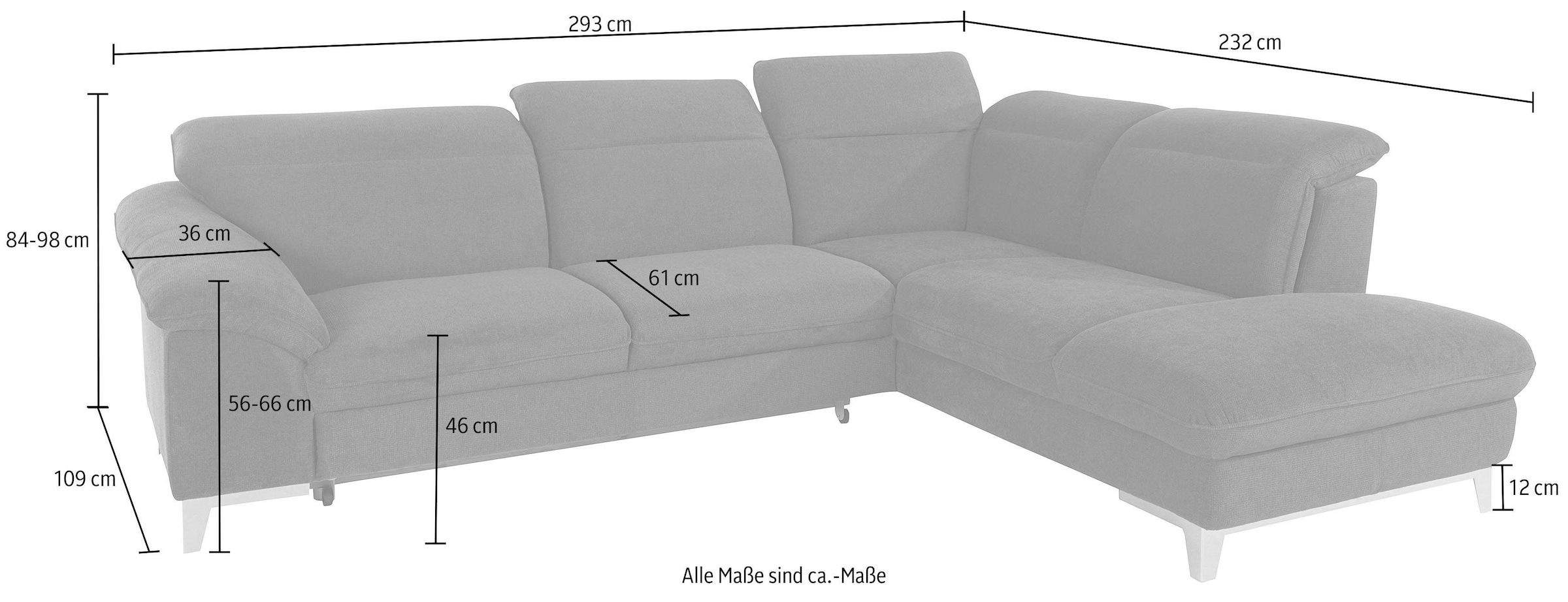 COTTA Polstergarnitur »Teresa L-Form«, (Set), Set bestehend aus: Ecksofa mit Kopfteilverstellung & Hocker